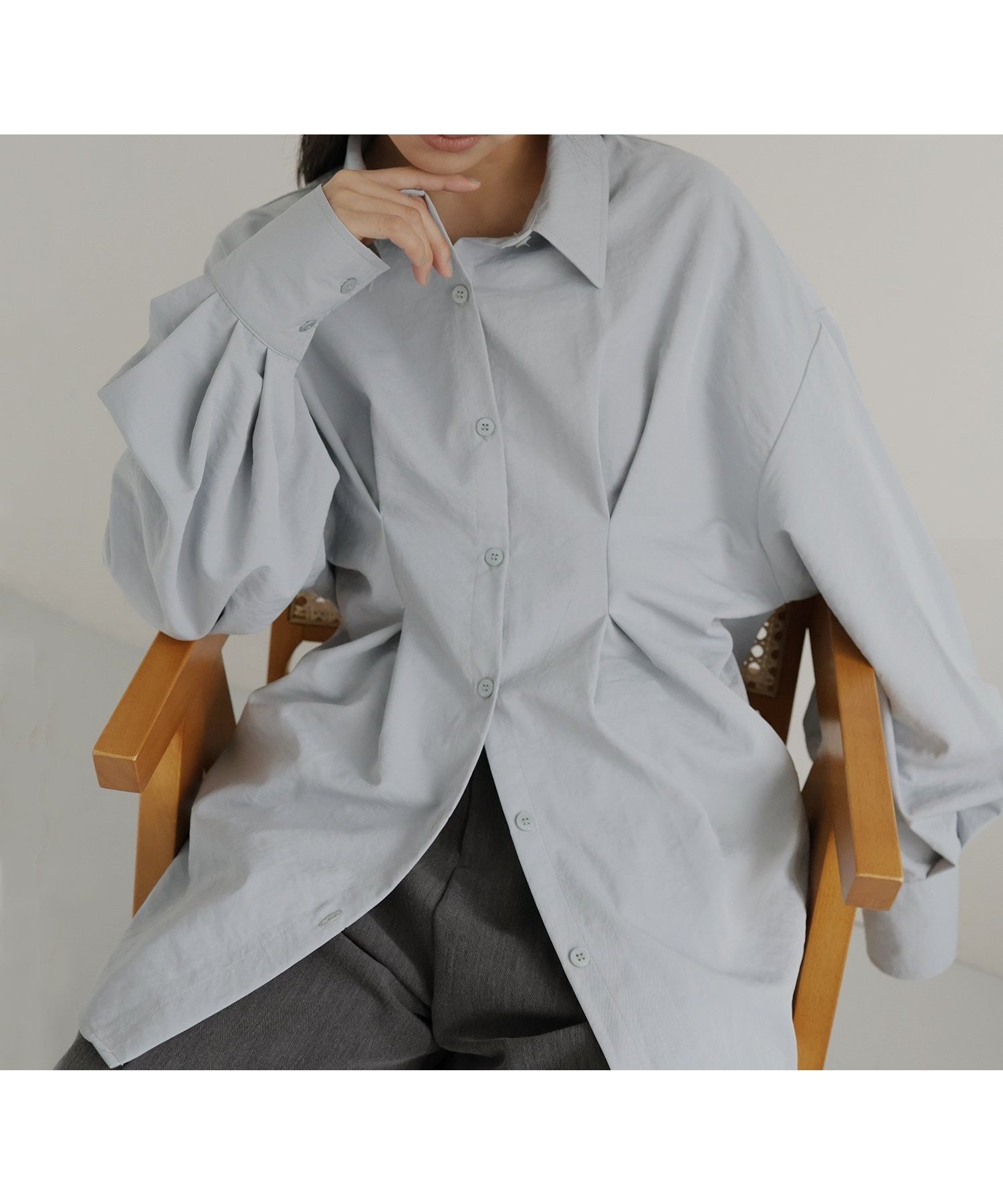 【ヘラム/hellam】の【hellam*HOTARU】合繊ウエストタックシャツ インテリア・キッズ・メンズ・レディースファッション・服の通販 founy(ファニー) 　ファッション　Fashion　レディースファッション　Fashion for Women　トップス・カットソー　Cut & Sew Tops　シャツ・ブラウス・オフィスカジュアル　Elegant Blouses & Button-Ups　ブルー|ID: prp329100004854258 ipo3291000000036038152