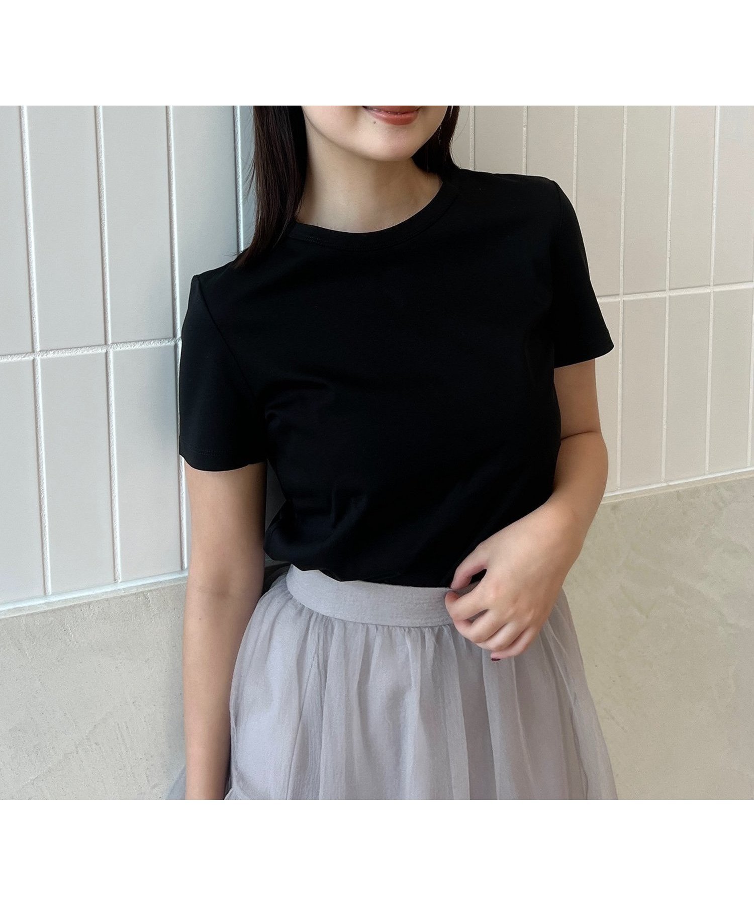 【アニュアンス/anuans】のシルクタッチコットンスリムフィットT インテリア・キッズ・メンズ・レディースファッション・服の通販 founy(ファニー) 　ファッション　Fashion　レディースファッション　Fashion for Women　シルク　Silk, 100% Silk　シルケット　Silket, Silky Cotton　定番　Standard, Basic Item　バランス　Balance, Style Balance　プレート　Plate, Dish　ベーシック　Basic, Essential　半袖　Short Sleeve, Half Sleeve　エレガント 上品　Elegant　BLACK|ID: prp329100004854270 ipo3291000000035705595