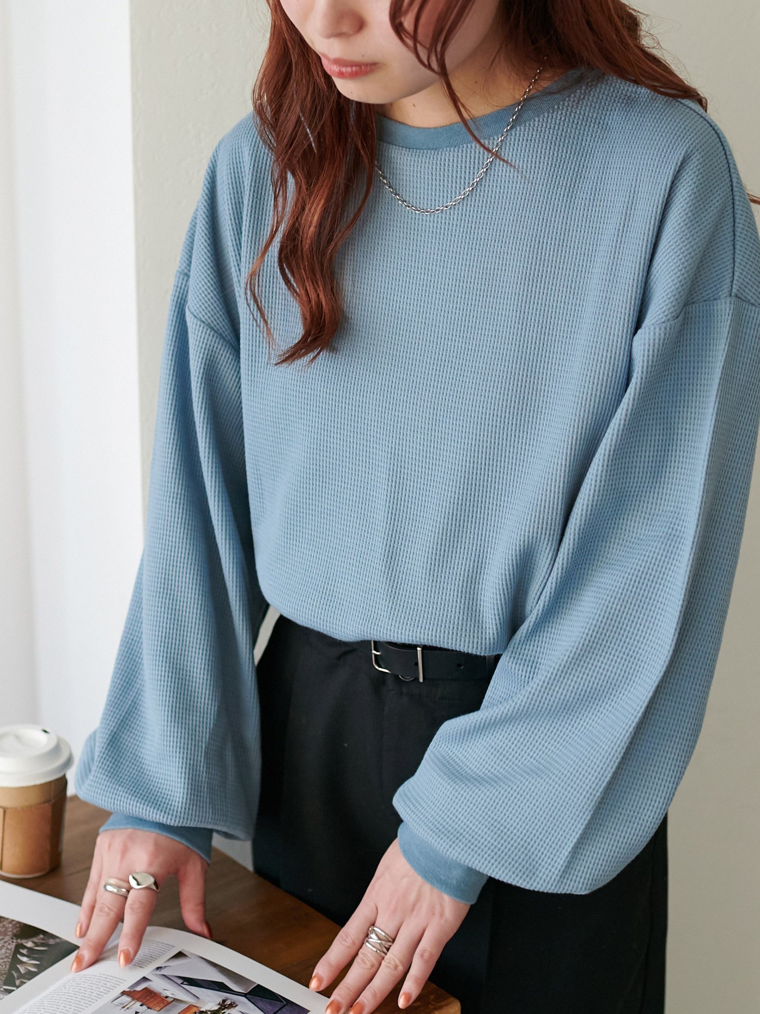 【ディスコート/Discoat】の【ベストセラー/WEB限定】ワッフルロングTシャツ インテリア・キッズ・メンズ・レディースファッション・服の通販 founy(ファニー) ファッション Fashion レディースファッション Fashion for Women アウター Coat / Outerwear Collection トップス・カットソー Cut & Sew Tops シャツ・ブラウス・オフィスカジュアル Elegant Blouses & Button-Ups ロングTシャツ・Tシャツ Longline T-Shirts & Tees ベスト&ジレ / 重ね着スタイル Vests & Gilets キャップ Cap, Baseball Cap シンプル Simple, Minimal スラックス Slacks, Dress Pants スリット Slit, Slit Detail チェーン Chain, Chain Strap デニム Denim, Jeans Material ネックレス Necklace, Pendant Necklace バランス Balance, Style Balance ロング Long, Long-Length ワッフル Waffle, Waffle Knit ブルー|ID: prp329100004854314 ipo3291000000036339434