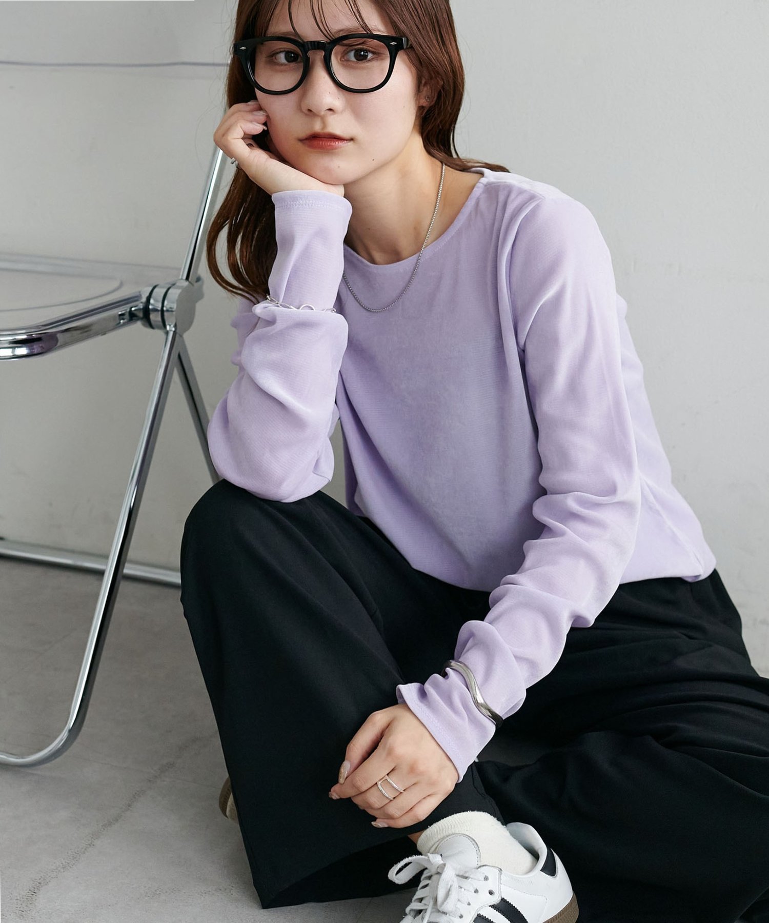 【ディスコート/Discoat】の【リピーター続出!】フロッキーメッシュロングスリーブ《WEB限定カラーあり》 インテリア・キッズ・メンズ・レディースファッション・服の通販 founy(ファニー) 　ファッション　Fashion　レディースファッション　Fashion for Women　インナー　Innerwear　キャミワンピース　Cami Dress, Slip Dress　シアー　Sheer, See-Through　シンプル　Simple, Minimal　スウェット / スエット　Sweatshirt, Sweatwear　スラックス　Slacks, Dress Pants　デニム　Denim, Jeans Material　人気　Popular, Best Seller　ベスト　Vest, Waistcoat　ベロア　Velour, Soft Velvet　メッシュ　Mesh, Net Fabric　リラックス　Relax, Relaxed Fit　おすすめ　Recommended / Our Picks　エレガント 上品　Elegant　パープル|ID: prp329100004854332 ipo3291000000036039908