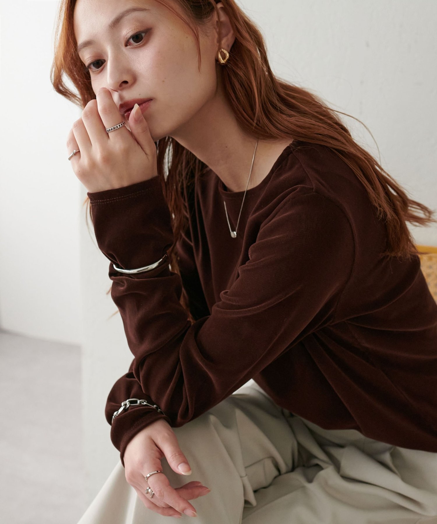 【ディスコート/Discoat】の【リピーター続出!】フロッキーメッシュロングスリーブ《WEB限定カラーあり》 インテリア・キッズ・メンズ・レディースファッション・服の通販 founy(ファニー) 　ファッション　Fashion　レディースファッション　Fashion for Women　インナー　Innerwear　キャミワンピース　Cami Dress, Slip Dress　シアー　Sheer, See-Through　シンプル　Simple, Minimal　スウェット / スエット　Sweatshirt, Sweatwear　スラックス　Slacks, Dress Pants　デニム　Denim, Jeans Material　人気　Popular, Best Seller　ベスト　Vest, Waistcoat　ベロア　Velour, Soft Velvet　メッシュ　Mesh, Net Fabric　リラックス　Relax, Relaxed Fit　おすすめ　Recommended / Our Picks　エレガント 上品　Elegant　ブラウン|ID: prp329100004854332 ipo3291000000036039918