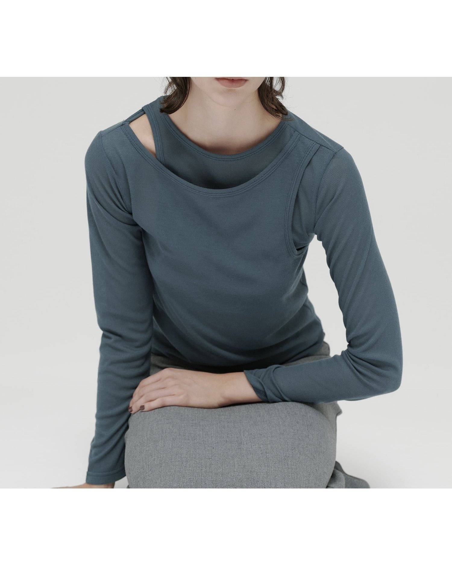 【エイチオーヴィー/H O V】のkiehtova/LAYERED SHEER TOPS /レイヤード シアー トップス 長袖 インテリア・キッズ・メンズ・レディースファッション・服の通販 founy(ファニー) 　ファッション　Fashion　レディースファッション　Fashion for Women　トップス・カットソー　Cut & Sew Tops　エアリー　Airy Texture　シアー　Sheer, See-Through　モダン　Modern, Contemporary　夏　Summer　長袖　Long Sleeve, Full Sleeve　bulegreen|ID: prp329100004854771 ipo3291000000036071499