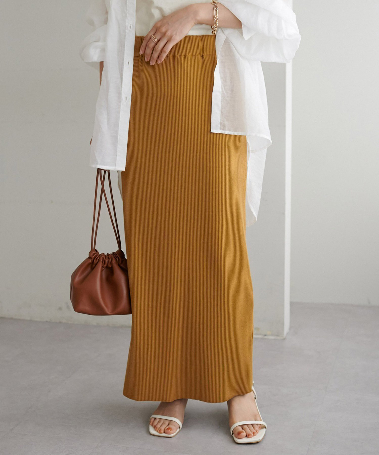 【ディスコート/Discoat】の【3~5サイズ展開/リピーター多数◎】リブカットナロースカート《WEB限定》 インテリア・キッズ・メンズ・レディースファッション・服の通販 founy(ファニー) 　ファッション　Fashion　レディースファッション　Fashion for Women　スカート　Skirts　春　Spring　ショート　Short, Short Length　ジャケット　Jacket, Outerwear　スリット　Slit, Slit Detail　ダウン　Down, Puffer　定番　Standard, Basic Item　バランス　Balance, Style Balance　ビッグ　Big, Oversized　ベスト　Vest, Waistcoat　半袖　Short Sleeve, Half Sleeve　リブニット　Rib Knit, Ribbed Knit　おすすめ　Recommended / Our Picks　マスタード|ID: prp329100004854906 ipo3291000000036275462