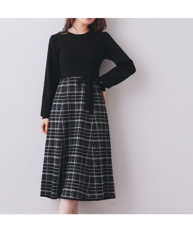 【インデックス/INDEX】のチェックラメジャカードニットワンピース インテリア・キッズ・メンズ・レディースファッション・服の通販 founy(ファニー) 　ファッション　Fashion　レディースファッション　Fashion for Women　ワンピース　Dresses　ニットワンピース　Knit Dresses　ギャザー　Gathered, Ruffled　シンプル　Simple, Minimal　ジャカード／ジャガード　Jacquard, Woven Pattern　スマート　Smart, Elegant　チェック　Check, Plaid, Tartan　フィット　Fit, Slim Fit　ポケット　Pocket, Pocket Detail　楽ちん　Easy Fit, Comfortable　エレガント 上品　Elegant　ブラック|ID: prp329100004854918 ipo3291000000036205198