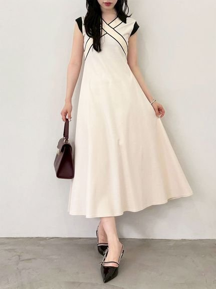 【リリーブラウン/Lily Brown】のクロスカラーワンピース 人気、トレンドファッション・服の通販 founy(ファニー) 　ファッション　Fashion　レディースファッション　Fashion for Women　ワンピース　Dresses　鹿の子　Piqué, Kanoko Fabric　スマート　Smart, Elegant　ダウン　Down, Puffer　人気　Popular, Best Seller　フロント　Front, Front Design　ミックス　Mix, Mixed Style　エレガント 上品　Elegant　 other-1|ID: prp329100004854938 ipo3291000000035735821