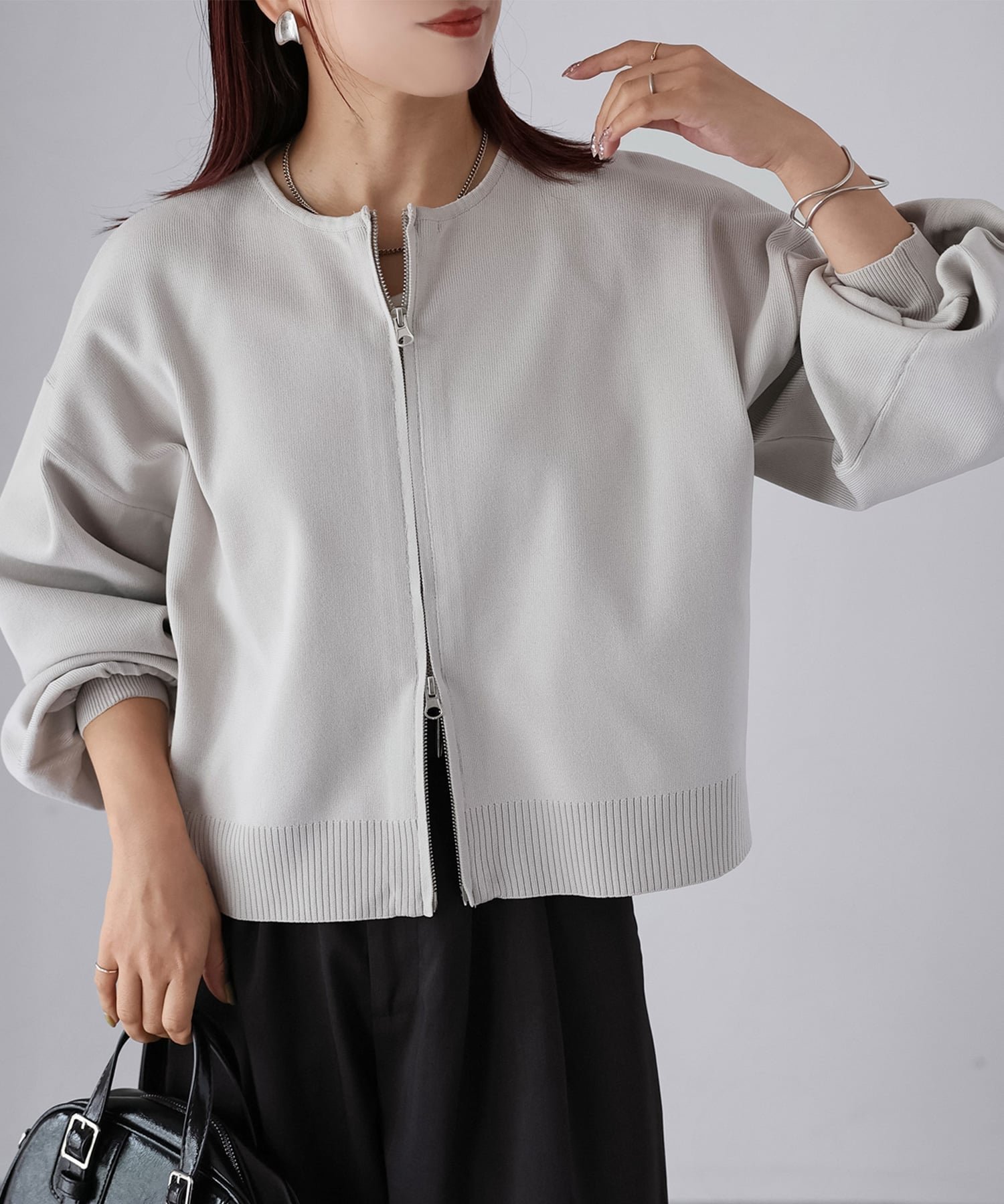 【リベリー/Riberry】の【手洗い可能】スポンディッシュダブルジップカーデ インテリア・キッズ・メンズ・レディースファッション・服の通販 founy(ファニー) 　ファッション　Fashion　レディースファッション　Fashion for Women　オケージョン　Occasion Wear　春　Spring　洗える　Machine Washable　秋　Autumn　カーディガン　Cardigan, Knitwear　軽量　Lightweight, Ultra Light　シンプル　Simple, Minimal　ジップ　Zip, Zipper　ストレッチ　Stretch, Stretchy Fabric　スラックス　Slacks, Dress Pants　デニム　Denim, Jeans Material　トレンド　Trend, Trending Now　長袖　Long Sleeve, Full Sleeve　バランス　Balance, Style Balance　フォーマル　Formal, Dressy　ベーシック　Basic, Essential　ロング　Long, Long-Length　A/W・秋冬　Autumn/Winter　再入荷　Restock / Back in Stock　おすすめ　Recommended / Our Picks　グレイッシュベージュ|ID: prp329100004855733 ipo3291000000036070212