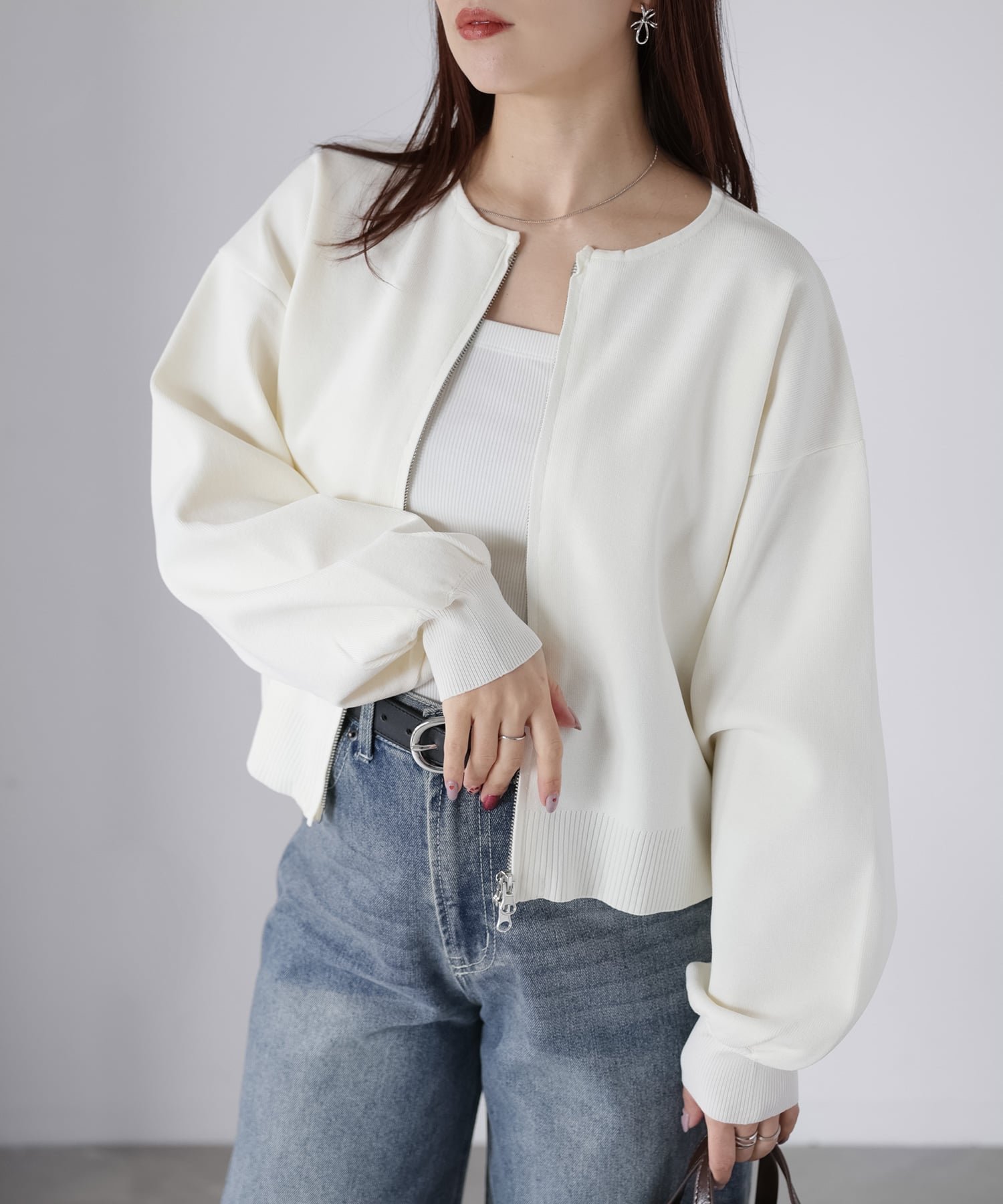 【リベリー/Riberry】の【手洗い可能】スポンディッシュダブルジップカーデ インテリア・キッズ・メンズ・レディースファッション・服の通販 founy(ファニー) 　ファッション　Fashion　レディースファッション　Fashion for Women　オケージョン　Occasion Wear　春　Spring　洗える　Machine Washable　秋　Autumn　カーディガン　Cardigan, Knitwear　軽量　Lightweight, Ultra Light　シンプル　Simple, Minimal　ジップ　Zip, Zipper　ストレッチ　Stretch, Stretchy Fabric　スラックス　Slacks, Dress Pants　デニム　Denim, Jeans Material　トレンド　Trend, Trending Now　長袖　Long Sleeve, Full Sleeve　バランス　Balance, Style Balance　フォーマル　Formal, Dressy　ベーシック　Basic, Essential　ロング　Long, Long-Length　A/W・秋冬　Autumn/Winter　再入荷　Restock / Back in Stock　おすすめ　Recommended / Our Picks　オフホワイト|ID: prp329100004855733 ipo3291000000036070215