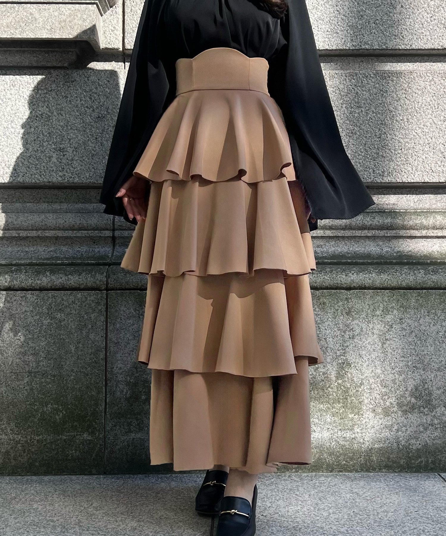 【ジュノア/JUNOAH】のコルセットデザインフリルスカート インテリア・キッズ・メンズ・レディースファッション・服の通販 founy(ファニー) 　ファッション　Fashion　レディースファッション　Fashion for Women　スカート　Skirts　ダークベージュ|ID: prp329100004855735 ipo3291000000036258077