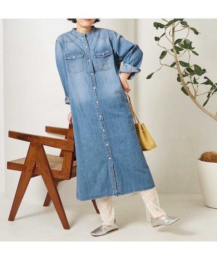【フリークスストア/FREAK'S STORE】の別注 DENIM SHIRTS ONE PIECE インテリア・キッズ・メンズ・レディースファッション・服の通販 founy(ファニー) 　ファッション　Fashion　レディースファッション　Fashion for Women　トップス・カットソー　Cut & Sew Tops　シャツ・ブラウス・オフィスカジュアル　Elegant Blouses & Button-Ups　2026年　2026　シンプル　Simple, Minimal　ストレート　Straight, Straight Cut　スペシャル　Special, Limited Edition　デニム　Denim, Jeans Material　フラップ　Flap, Flap Pocket　ポケット　Pocket, Pocket Detail　リラックス　Relax, Relaxed Fit　レギンス　Leggings, Stretch Pants　レース　Lace, Lace Fabric　ワーク　Workwear, Utility Style　エレガント 上品　Elegant　別注　Limited Edition, Custom Order　夏　Summer　S/S・春夏　SS, Spring/Summer, Warm Season　サックスブルー|ID: prp329100004855746 ipo3291000000036275663