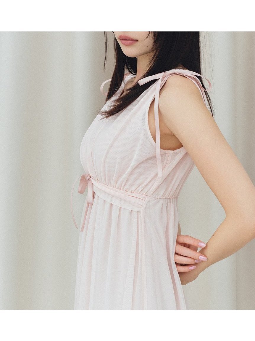 【スナイデル ホーム/SNIDEL HOME】のナイトブラ付きチュールカットソーワンピース インテリア・キッズ・メンズ・レディースファッション・服の通販 founy(ファニー) 　ファッション　Fashion　レディースファッション　Fashion for Women　ワンピース　Dresses　おすすめ　Recommended / Our Picks　なめらか　Smooth, Silky Texture　カットソー　Cut and Sewn Top　カーディガン　Cardigan, Knitwear　クラシカル　Classical, Vintage-Inspired　スマート　Smart, Elegant　チュール　Tulip, Tulip Motif　メッシュ　Mesh, Net Fabric　リボン　Ribbon, Bow　PNK[066]|ID: prp329100004855784 ipo3291000000036334079