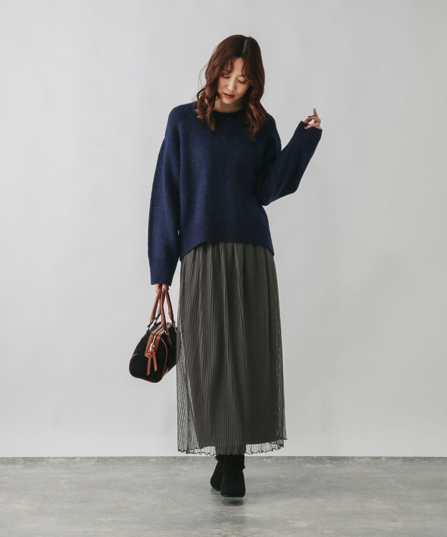 【グローバルワーク/GLOBAL WORK】のフワフワHugmeプリーツスカートSET/580923 インテリア・キッズ・メンズ・レディースファッション・服の通販 founy(ファニー) 　ファッション　Fashion　レディースファッション　Fashion for Women　スカート　Skirts　プリーツスカート / 上品フェミニンスタイル　Pleated Skirts　おすすめ　Recommended / Our Picks　セットアップ　Set-Up, Coordinated Outfit　フェザー　Feather, Feather Detail　プリーツ　Pleats, Pleated　ネイビー×チャコールグレース88|ID: prp329100004855791 ipo3291000000035797694