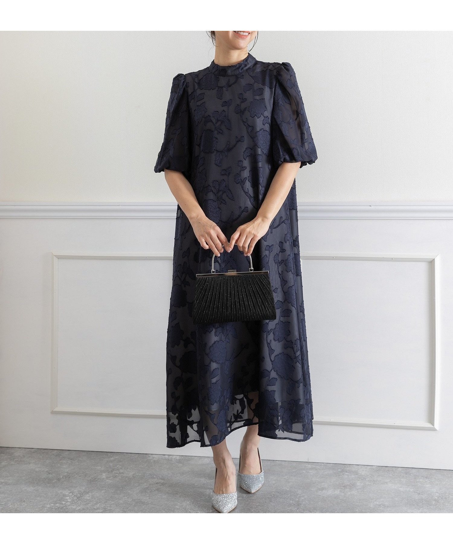 【プレフェリール/PREFERIR】のランタンスリーブAラインワンピース インテリア・キッズ・メンズ・レディースファッション・服の通販 founy(ファニー) 　ファッション　Fashion　レディースファッション　Fashion for Women　ワンピース　Dresses　Aラインワンピース・フレアシルエット　A-Line Dresses / Flared Silhouette Dresses　カーディガン　Cardigan, Knitwear　ショート　Short, Short Length　ジャケット　Jacket, Outerwear　スリーブ　Sleeve, Long Sleeve / Short Sleeve　バランス　Balance, Style Balance　二次会　After Party　結婚式　Wedding　ネイビー|ID: prp329100004855805 ipo3291000000036090671