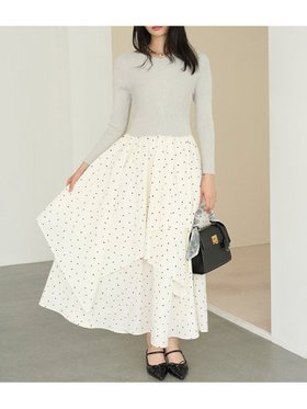 【リリーブラウン/Lily Brown】のニットドッキングワンピース 人気、トレンドファッション・服の通販 founy(ファニー) ファッション Fashion レディースファッション Fashion for Women ワンピース Dresses ギャザー Gathered, Ruffled コルセット Corset, Bustier スマート Smart, Elegant タフタ Taffeta, Structured Fabric ドッキング Docking, Mixed Material フロント Front, Front Design リブニット Rib Knit, Ribbed Knit エレガント 上品 Elegant |ID:prp329100004855889