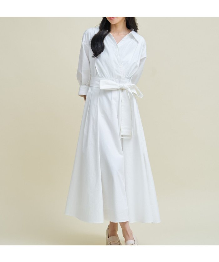 【ノエラ/Noela】のカシュクールウエストリボンワンピース インテリア・キッズ・メンズ・レディースファッション・服の通販 founy(ファニー) https://founy.com/ ファッション Fashion レディースファッション Fashion for Women ワンピース Dresses ストライプ Stripe, Striped Pattern フレア Flare, Flared ポケット Pocket, Pocket Detail 春 Spring 無地 Plain, Solid Color |ID: prp329100004855908 ipo3291000000035800351