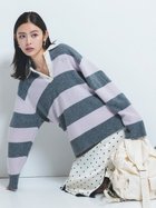 【フレイ アイディー/FRAY I.D】の【Reebok× FRAY I.D】ラガーカラーポロニットプルオーバー 人気、トレンドファッション・服の通販 founy(ファニー) ファッション Fashion レディースファッション Fashion for Women トップス・カットソー Cut & Sew Tops ニット Knit Tops & Sweaters カジュアルプルオーバー・ニットトップス Pullovers & Knit Tops / Casual Pullovers シルバー Silver, Metallic Silver スポーツ Sports, Activewear スマート Smart, Elegant なめらか Smooth, Silky Texture ボーダー Border, Stripe リラックス Relax, Relaxed Fit thumbnail PNK[066]|ID: prp329100004855936 ipo3291000000035800895