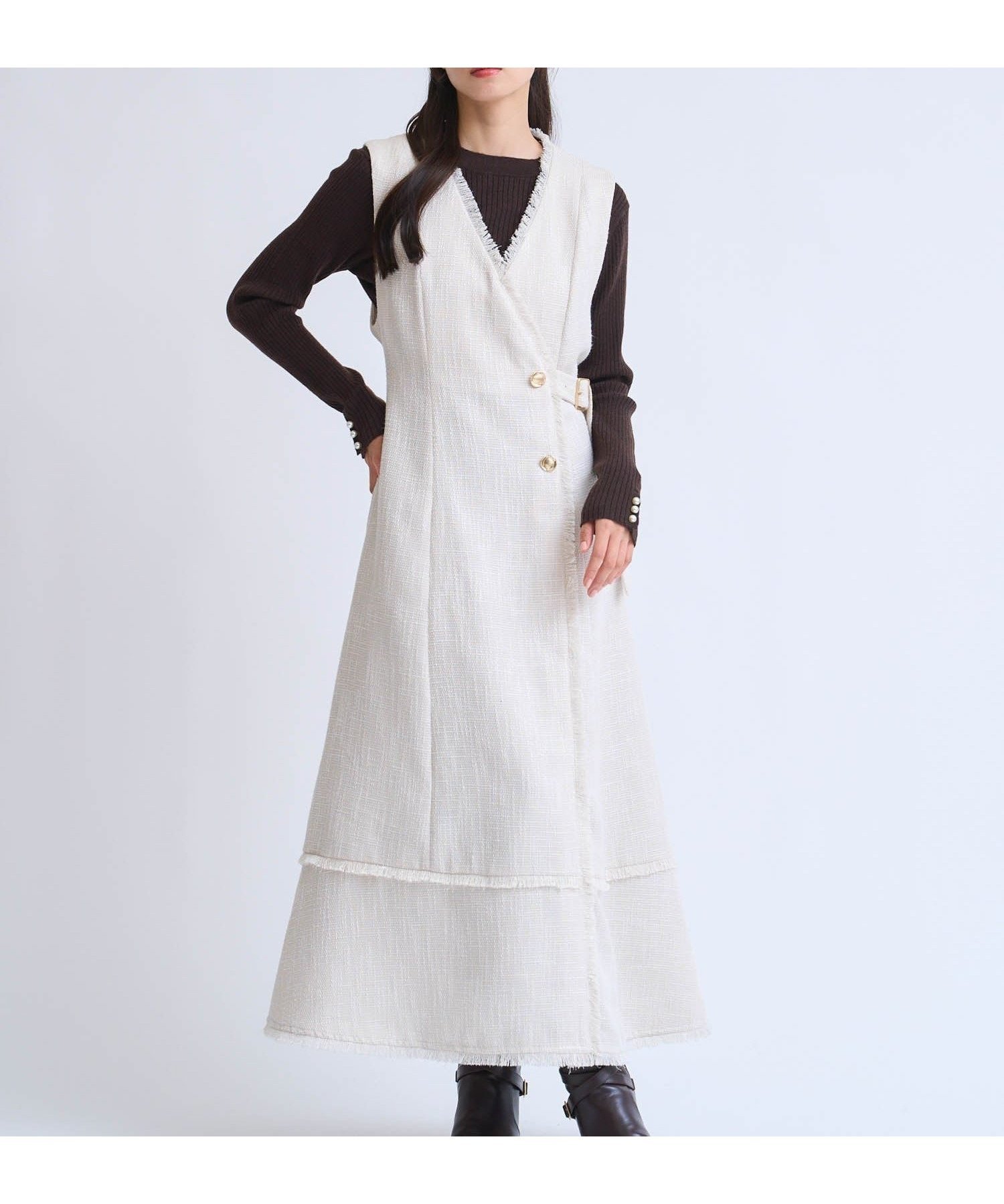 【ノエラ/Noela】のフリンジラインツイードワンピース インテリア・キッズ・メンズ・レディースファッション・服の通販 founy(ファニー) ファッション Fashion レディースファッション Fashion for Women ワンピース Dresses おすすめ Recommended / Our Picks ポケット Pocket, Pocket Detail 夏 Summer 秋 Autumn ベージュ|ID: prp329100004856034 ipo3291000000035803224