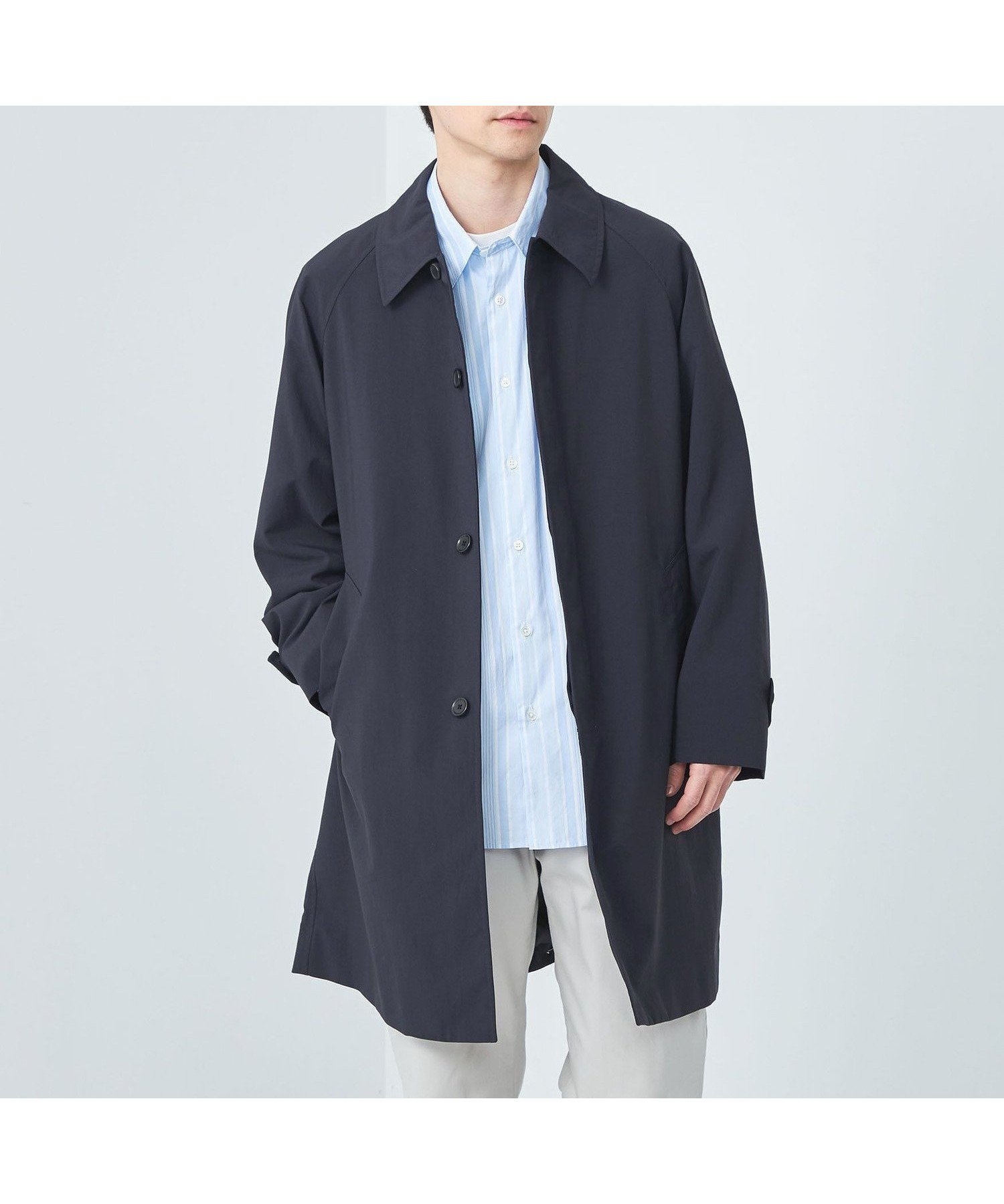 【ユナイテッドアローズ/UNITED ARROWS / MEN】のナイロンオックス ステンカラーコート -撥水- インテリア・キッズ・メンズ・レディースファッション・服の通販 founy(ファニー) 　ファッション　Fashion　メンズファッション　Fashion for Men　秋　Autumn　スタイリッシュ　Stylish, Fashionable　スリーブ　Sleeve, Long Sleeve / Short Sleeve　スーツ　Suit, Formalwear　セットアップ　Set-Up, Coordinated Outfit　フロント　Front, Front Design　ポケット　Pocket, Pocket Detail　リラックス　Relax, Relaxed Fit　ワイド　Wide, Wide Fit　アウトレット　Outlet / Clearance　エレガント 上品　Elegant　ビジネス 仕事 通勤　Business / Work / Commuting　NAVY|ID: prp329100004856165 ipo3291000000035916397