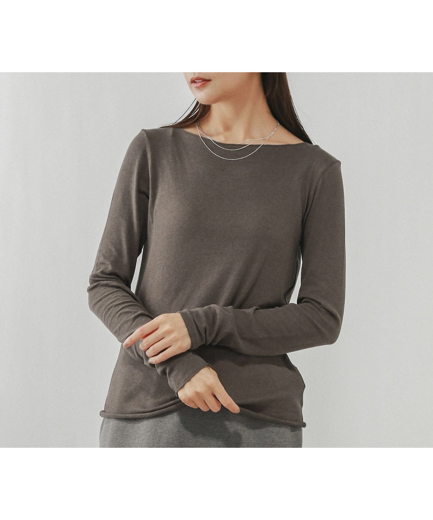 【グローバルワーク/GLOBAL WORK】のFffit エフィット/温度調節ストレッチボートネックTシャツ長袖/612404 インテリア・キッズ・メンズ・レディースファッション・服の通販 founy(ファニー) 　ファッション　Fashion　レディースファッション　Fashion for Women　トップス・カットソー　Cut & Sew Tops　シャツ・ブラウス・オフィスカジュアル　Elegant Blouses & Button-Ups　ロングTシャツ・Tシャツ　Longline T-Shirts & Tees　おすすめ　Recommended / Our Picks　インナー　Innerwear　キャミソール　Camisole, Spaghetti Strap Top　シアー　Sheer, See-Through　ジャケット　Jacket, Outerwear　タンク　Tank Top, Sleeveless Top　フィット　Fit, Slim Fit　A/W・秋冬　Autumn/Winter　長袖　Long Sleeve, Full Sleeve　ブラウン56|ID: prp329100004856429 ipo3291000000035812473