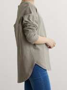 【スレンダー/SLENDER】のラウンドスリット入りロングTシャツ 長袖 重ね着 レイヤード カーキ|ID: prp329100004856438 ipo3291000000036339660