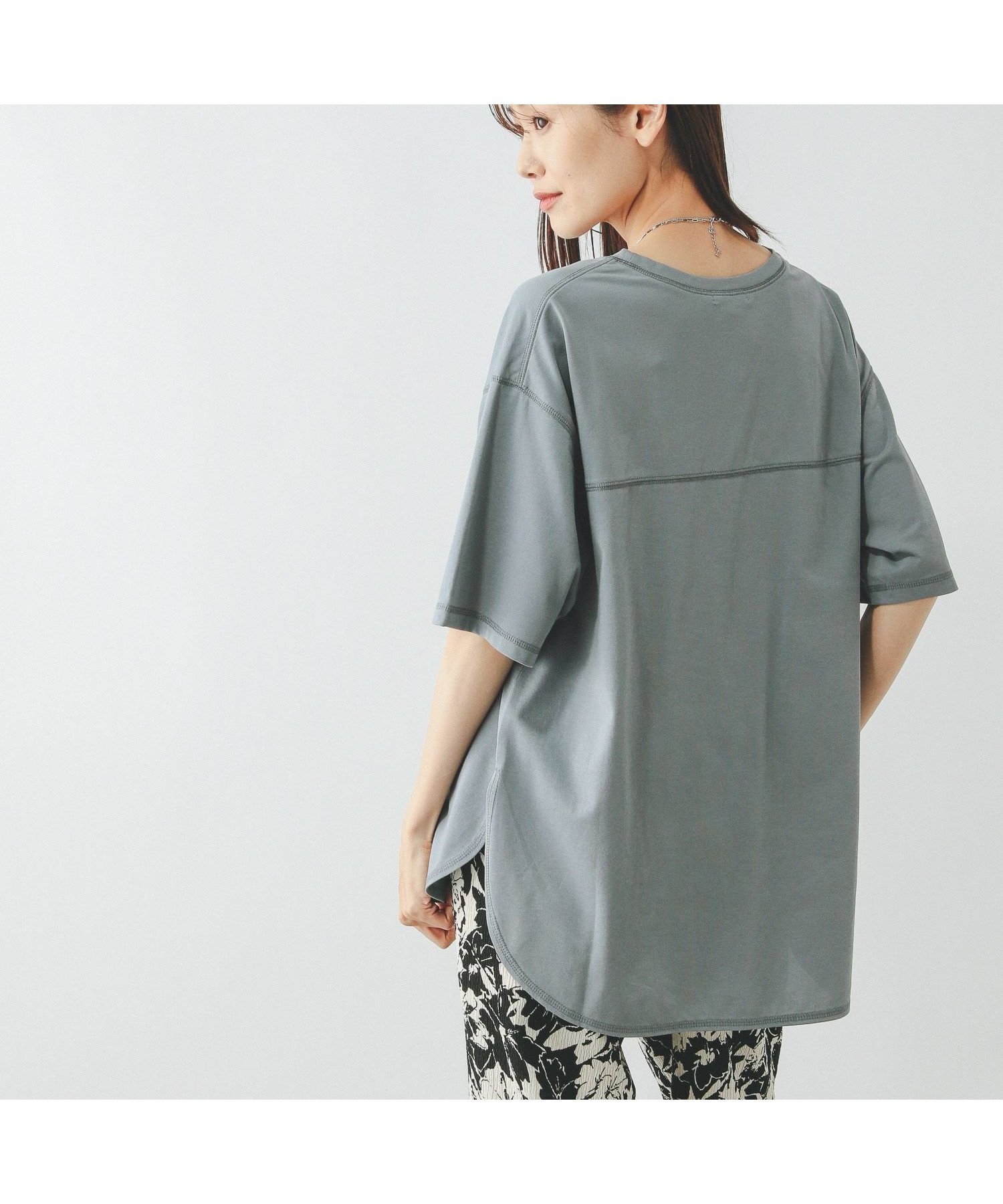 【グローバルワーク/GLOBAL WORK】のひんやり涼しい/フローズンTラウンドチュニック/498386 インテリア・キッズ・メンズ・レディースファッション・服の通販 founy(ファニー) 　ファッション　Fashion　レディースファッション　Fashion for Women　トップス・カットソー　Cut & Sew Tops　チュニック　Tunic, Long Top　ベーシック　Basic, Essential　ラウンド　Round, Round Neck　ワイド　Wide, Wide Fit　吸水　Absorbent, Quick-Dry　ダスティーグリーン76|ID: prp329100004856489 ipo3291000000035813656