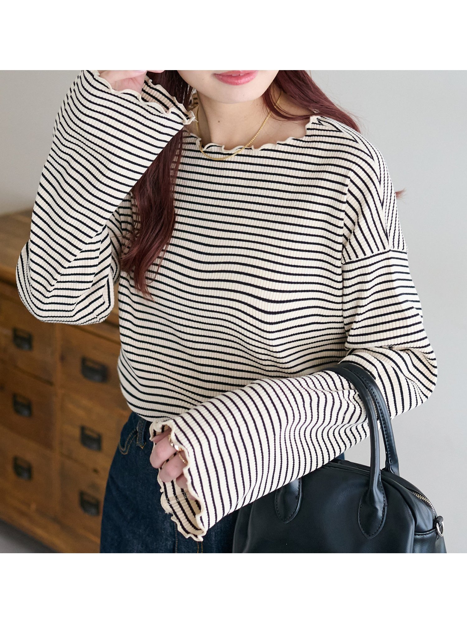 【ディスコート/Discoat】の【新色追加!/20色展開】リブメローフレアスリーブ《WEB限定》 インテリア・キッズ・メンズ・レディースファッション・服の通販 founy(ファニー) ファッション Fashion レディースファッション Fashion for Women パターン Pattern, Design Print フレア Flare, Flared ボーダー Border, Stripe 無地 Plain, Solid Color アイボリー|ID: prp329100004856554 ipo3291000000036118379