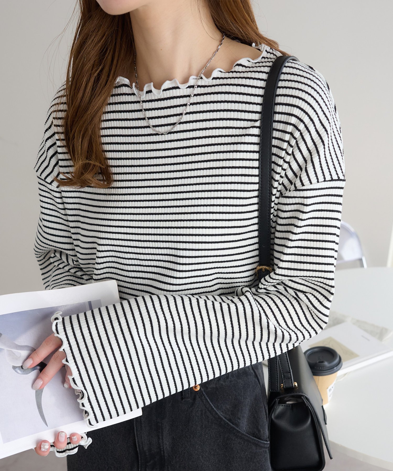 【ディスコート/Discoat】の【新色追加!/20色展開】リブメローフレアスリーブ《WEB限定》 インテリア・キッズ・メンズ・レディースファッション・服の通販 founy(ファニー) ファッション Fashion レディースファッション Fashion for Women パターン Pattern, Design Print フレア Flare, Flared ボーダー Border, Stripe 無地 Plain, Solid Color クリア|ID: prp329100004856554 ipo3291000000036118382