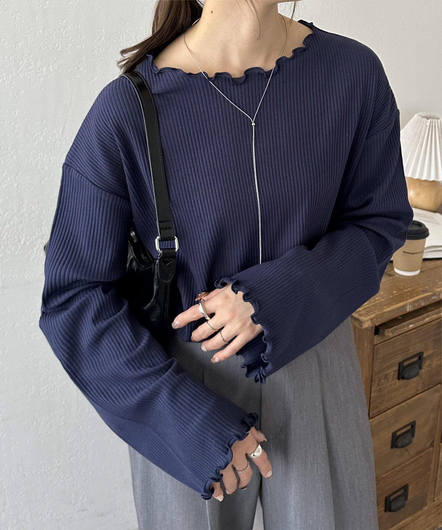 【ディスコート/Discoat】の【新色追加!/20色展開】リブメローフレアスリーブ《WEB限定》 インテリア・キッズ・メンズ・レディースファッション・服の通販 founy(ファニー) ファッション Fashion レディースファッション Fashion for Women パターン Pattern, Design Print フレア Flare, Flared ボーダー Border, Stripe 無地 Plain, Solid Color ネイビー|ID: prp329100004856554 ipo3291000000036118401