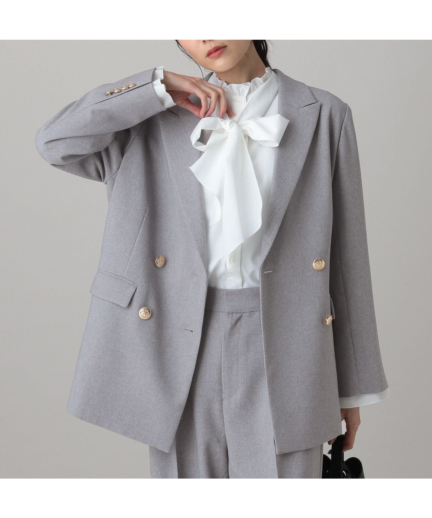 【グローバルワーク/GLOBAL WORK】のMATINEE LINE/ライトミックス/ワイドジャケット/624979 インテリア・キッズ・メンズ・レディースファッション・服の通販 founy(ファニー) 　ファッション　Fashion　レディースファッション　Fashion for Women　アウター　Coat / Outerwear Collection　レディースジャケット・軽アウター　Jackets　おすすめ　Recommended / Our Picks　シンプル　Simple, Minimal　ジャケット　Jacket, Outerwear　セットアップ　Set-Up, Coordinated Outfit　ダブル　Double, Double-Breasted　デニム　Denim, Jeans Material　ミックス　Mix, Mixed Style　ワイド　Wide, Wide Fit　グレー12|ID: prp329100004856561 ipo3291000000035815224