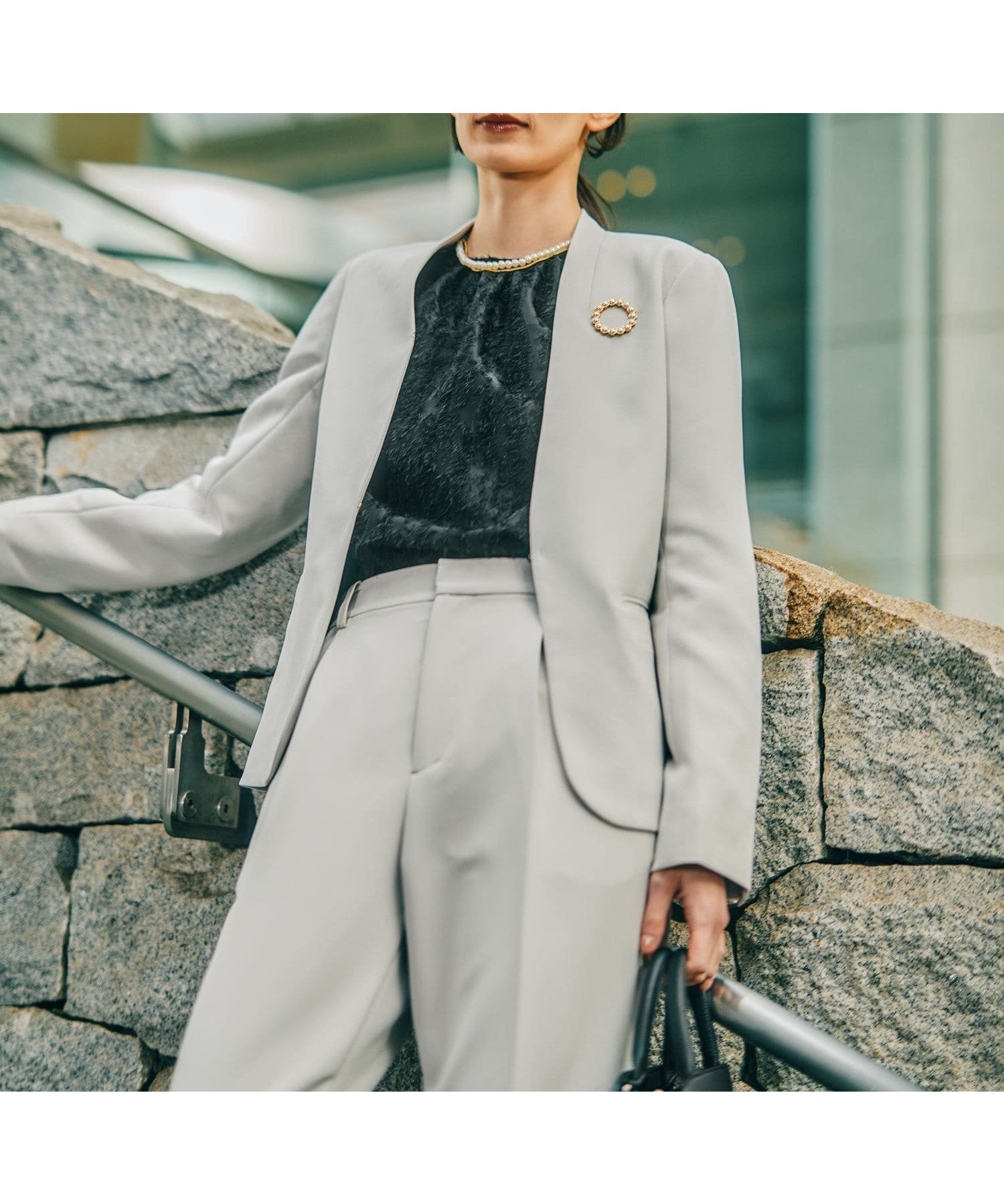 【レプシィム ローリーズファーム/LEPSIM LOWRYS FARM】の【入卒式/セレモニー】Wクロスノーカラージャケット インテリア・キッズ・メンズ・レディースファッション・服の通販 founy(ファニー) 　ファッション　Fashion　レディースファッション　Fashion for Women　アウター　Coat / Outerwear Collection　レディースジャケット・軽アウター　Jackets　ノーカラージャケット / シンプル上品コーデ　Collarless Jackets　おすすめ　Recommended / Our Picks　インナー　Innerwear　オケージョン　Occasion Wear　ジャケット　Jacket, Outerwear　ストレッチ　Stretch, Stretchy Fabric　セットアップ　Set-Up, Coordinated Outfit　セレモニー　Ceremony　フォーマル　Formal, Dressy　ワイド　Wide, Wide Fit　ビジネス 仕事 通勤　Business / Work / Commuting　入学式　Entrance Ceremony　卒業式　Graduation Ceremony　洗える　Machine Washable　結婚式　Wedding　グレージュ13|ID: prp329100004856562 ipo3291000000036216826