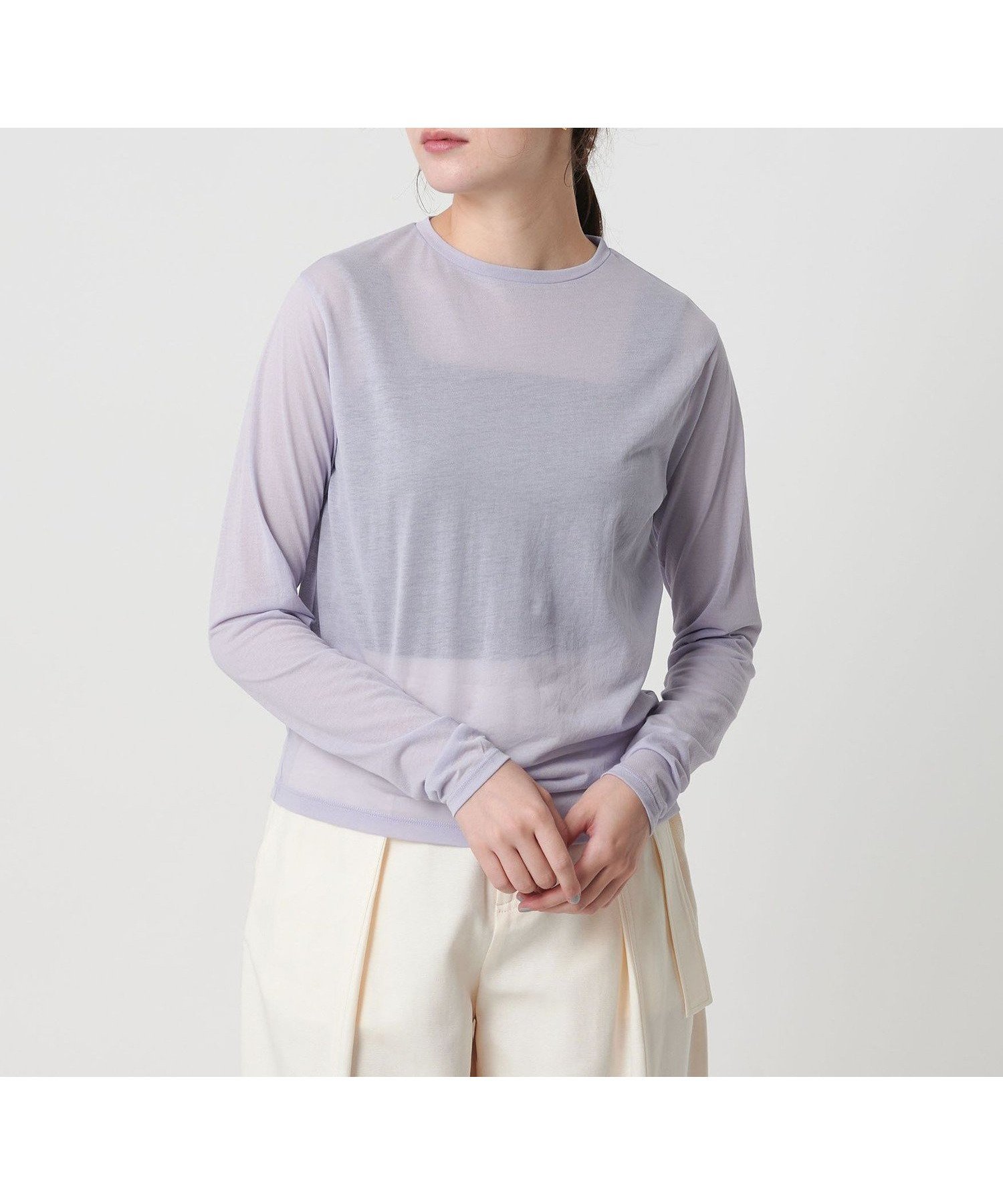 【ビューティ&ユース ユナイテッドアローズ/BEAUTY&YOUTH / UNITED ARROWS】のコットンナイロン天竺 シアー クルーネック Tシャツ インテリア・キッズ・メンズ・レディースファッション・服の通販 founy(ファニー) ファッション Fashion レディースファッション Fashion for Women トップス・カットソー Cut & Sew Tops シャツ・ブラウス・オフィスカジュアル Elegant Blouses & Button-Ups ロングTシャツ・Tシャツ Longline T-Shirts & Tees インナー Innerwear カットソー Cut and Sewn Top カーディガン Cardigan, Knitwear シアー Sheer, See-Through ジャケット Jacket, Outerwear スリーブ Sleeve, Long Sleeve / Short Sleeve トレンド Trend, Trending Now 定番 Standard, Basic Item フェミニン Feminine, Girly ロング Long, Long-Length おすすめ Recommended / Our Picks LILAC|ID: prp329100004856632 ipo3291000000036160944