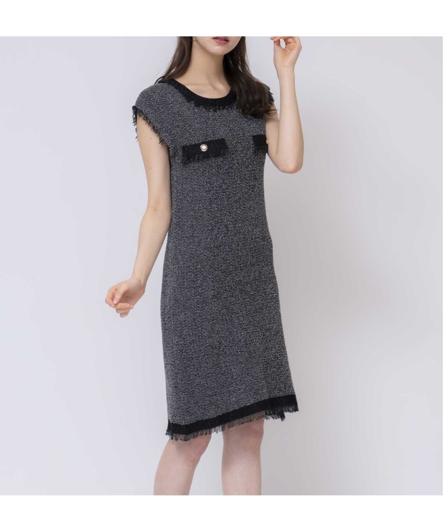 【ノエラ/Noela】のツイードニットミニワンピ インテリア・キッズ・メンズ・レディースファッション・服の通販 founy(ファニー) ファッション Fashion レディースファッション Fashion for Women ワンピース Dresses インナー Innerwear オレンジ Orange スリーブ Sleeve, Long Sleeve / Short Sleeve ツイード Twill, Twill Weave フレンチ French, French Style ポケット Pocket, Pocket Detail 今季 This Season, Current Season ブラック|ID: prp329100004857089 ipo3291000000035837526