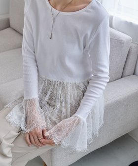 【カプリシューレマージュ/CAPRICIEUX LEMAGE】の【トレンド感あるレイヤードスタイルに!】レースロンT 人気、トレンドファッション・服の通販 founy(ファニー) ファッション Fashion レディースファッション Fashion for Women トップス・カットソー Cut & Sew Tops ロングTシャツ・Tシャツ Longline T-Shirts & Tees おすすめ Recommended / Our Picks インナー Innerwear キャミ Camisole, Cami Top シンプル Simple, Minimal ジャケット Jacket, Outerwear スウェット / スエット Sweatshirt, Sweatwear デニム Denim, Jeans Material トレンド Trend, Trending Now ドッキング Docking, Mixed Material フレア Flare, Flared レース Lace, Lace Fabric |ID:prp329100004857129