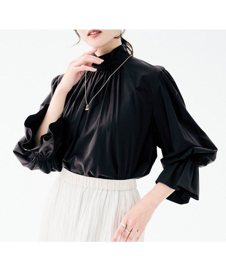 【アンタイトル/UNTITLED】の【UV機能/はっ水/セレモニー】2WAYボウタイブラウス インテリア・キッズ・メンズ・レディースファッション・服の通販 founy(ファニー) 　ファッション　Fashion　レディースファッション　Fashion for Women　トップス・カットソー　Cut & Sew Tops　シャツ・ブラウス・オフィスカジュアル　Elegant Blouses & Button-Ups　インナー　Innerwear　ギャザー　Gathered, Ruffled　ストレッチ　Stretch, Stretchy Fabric　スマート　Smart, Elegant　スリーブ　Sleeve, Long Sleeve / Short Sleeve　デニム　Denim, Jeans Material　なめらか　Smooth, Silky Texture　リボン　Ribbon, Bow　ワイド　Wide, Wide Fit　おすすめ　Recommended / Our Picks　セレモニー　Ceremony　ブラック|ID: prp329100004858325 ipo3291000000035897188