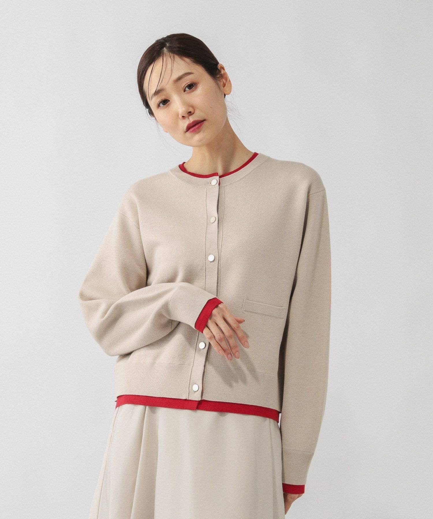 【グローバルワーク/GLOBAL WORK】のスウェットライククルーカーディガン/632604 インテリア・キッズ・メンズ・レディースファッション・服の通販 founy(ファニー) 　ファッション　Fashion　レディースファッション　Fashion for Women　トップス・カットソー　Cut & Sew Tops　カーディガン・羽織り　Layered Style Cardigans　レディースパーカー・カジュアルフーディー　Casual Hoodies & Sweatshirts　スウェット・クルーネックトップス　Sweatshirts & Crewnecks / Relaxed Fit Sweat Tops　おすすめ　Recommended / Our Picks　カーディガン　Cardigan, Knitwear　春　Spring　羽織　Haori, Light Jacket　ビジネス 仕事 通勤　Business / Work / Commuting　ベージュ*レッド52|ID: prp329100004858657 ipo3291000000036265232