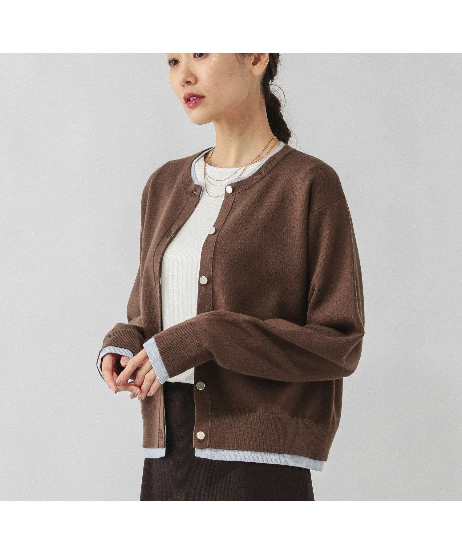 【グローバルワーク/GLOBAL WORK】のスウェットライククルーカーディガン/632604 インテリア・キッズ・メンズ・レディースファッション・服の通販 founy(ファニー) 　ファッション　Fashion　レディースファッション　Fashion for Women　トップス・カットソー　Cut & Sew Tops　カーディガン・羽織り　Layered Style Cardigans　レディースパーカー・カジュアルフーディー　Casual Hoodies & Sweatshirts　スウェット・クルーネックトップス　Sweatshirts & Crewnecks / Relaxed Fit Sweat Tops　おすすめ　Recommended / Our Picks　カーディガン　Cardigan, Knitwear　春　Spring　羽織　Haori, Light Jacket　ビジネス 仕事 通勤　Business / Work / Commuting　ブラウン*ペールブルー58|ID: prp329100004858657 ipo3291000000036265235