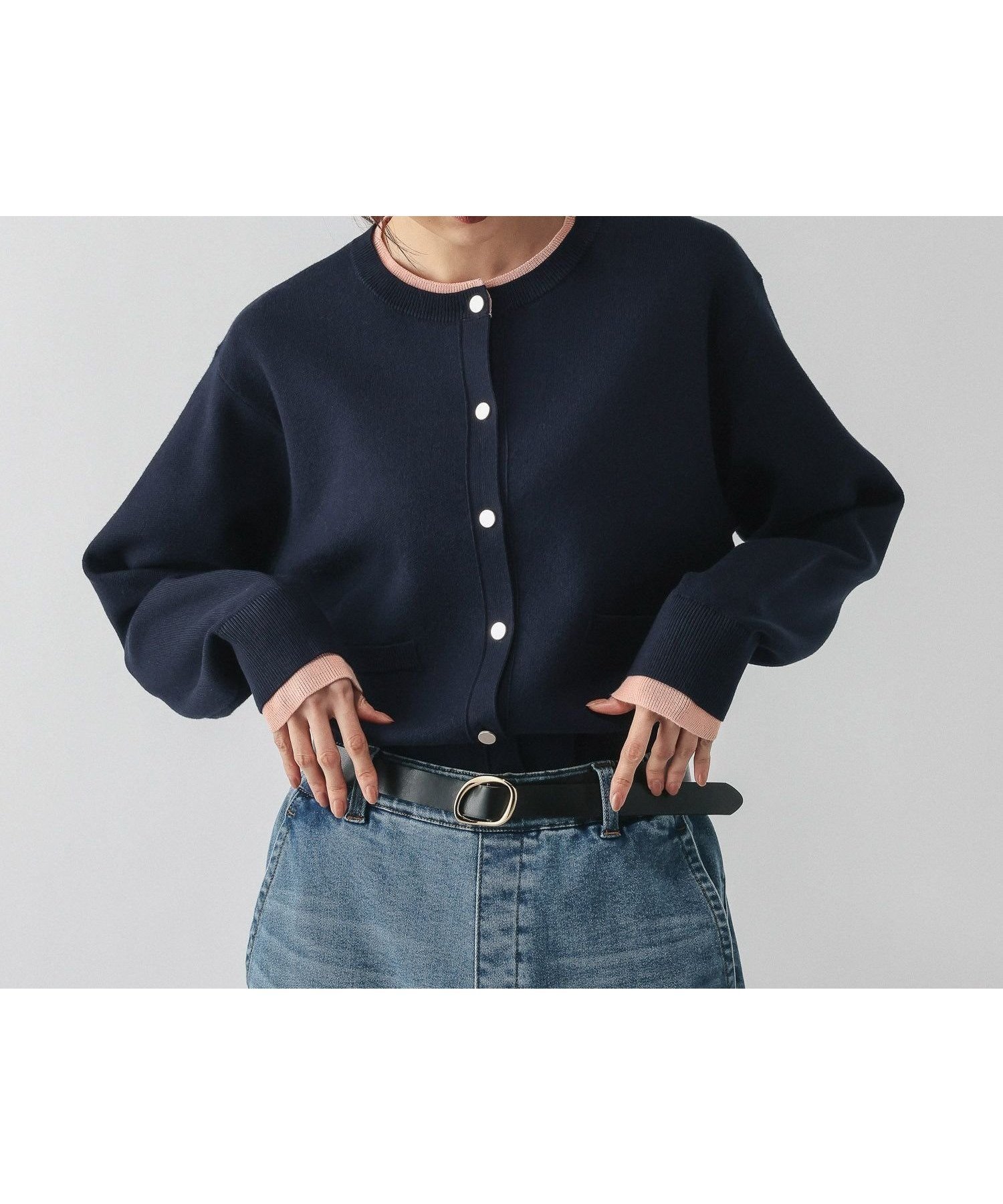 【グローバルワーク/GLOBAL WORK】のスウェットライククルーカーディガン/632604 インテリア・キッズ・メンズ・レディースファッション・服の通販 founy(ファニー) 　ファッション　Fashion　レディースファッション　Fashion for Women　トップス・カットソー　Cut & Sew Tops　カーディガン・羽織り　Layered Style Cardigans　レディースパーカー・カジュアルフーディー　Casual Hoodies & Sweatshirts　スウェット・クルーネックトップス　Sweatshirts & Crewnecks / Relaxed Fit Sweat Tops　おすすめ　Recommended / Our Picks　カーディガン　Cardigan, Knitwear　春　Spring　羽織　Haori, Light Jacket　ビジネス 仕事 通勤　Business / Work / Commuting　ネイビー*サーモンピンク88|ID: prp329100004858657 ipo3291000000036265239