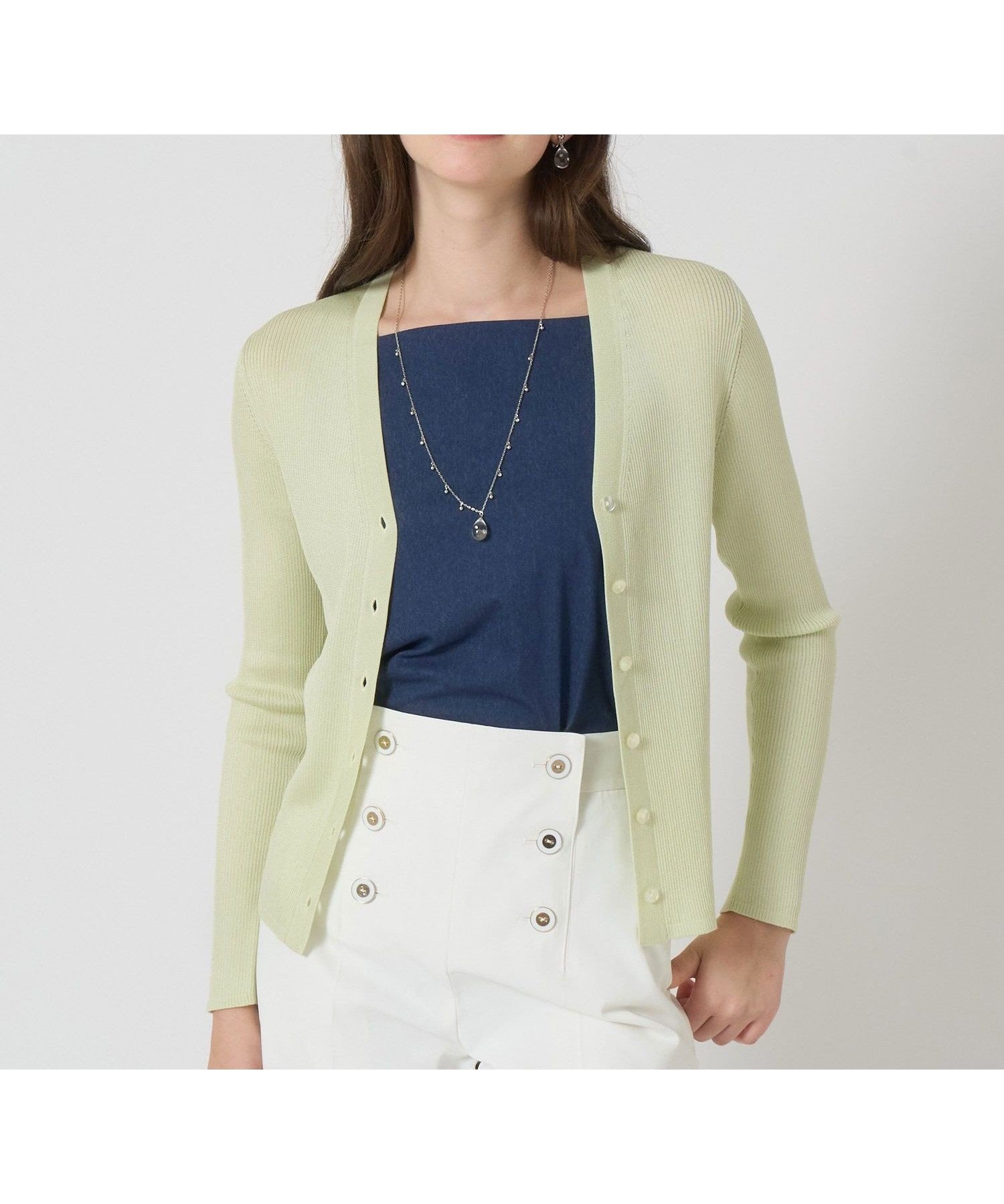【アナイ/ANAYI】のアセテートポリエステルVカーディガン インテリア・キッズ・メンズ・レディースファッション・服の通販 founy(ファニー) 　ファッション　Fashion　レディースファッション　Fashion for Women　トップス・カットソー　Cut & Sew Tops　カーディガン・羽織り　Layered Style Cardigans　アンサンブル　Ensemble Set　カーディガン　Cardigan, Knitwear　スマート　Smart, Elegant　定番　Standard, Basic Item　人気　Popular, Best Seller　ミラノリブ　Milano Rib, Milano Stitch　S/S・春夏　SS, Spring/Summer, Warm Season　再入荷　Restock / Back in Stock　夏　Summer　mint green|ID: prp329100004858882 ipo3291000000036220222