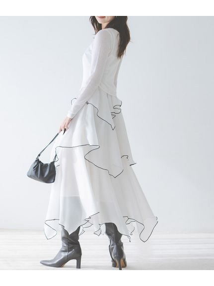 【スナイデル/SNIDEL】のシアーイレヘムニットコンビワンピース インテリア・キッズ・メンズ・レディースファッション・服の通販 founy(ファニー) 　ファッション　Fashion　レディースファッション　Fashion for Women　ワンピース　Dresses　アクリル　Acrylic Material　イレヘム　Irregular Hemline　オーガンジー　Organza Fabric　キャミソール　Camisole, Spaghetti Strap Top　キャミワンピース　Cami Dress, Slip Dress　シアー　Sheer, See-Through　ティアードスカート　Tiered Skirt, Flounced Skirt　おすすめ　Recommended / Our Picks　WHT[001]|ID: prp329100004859424 ipo3291000000035936961