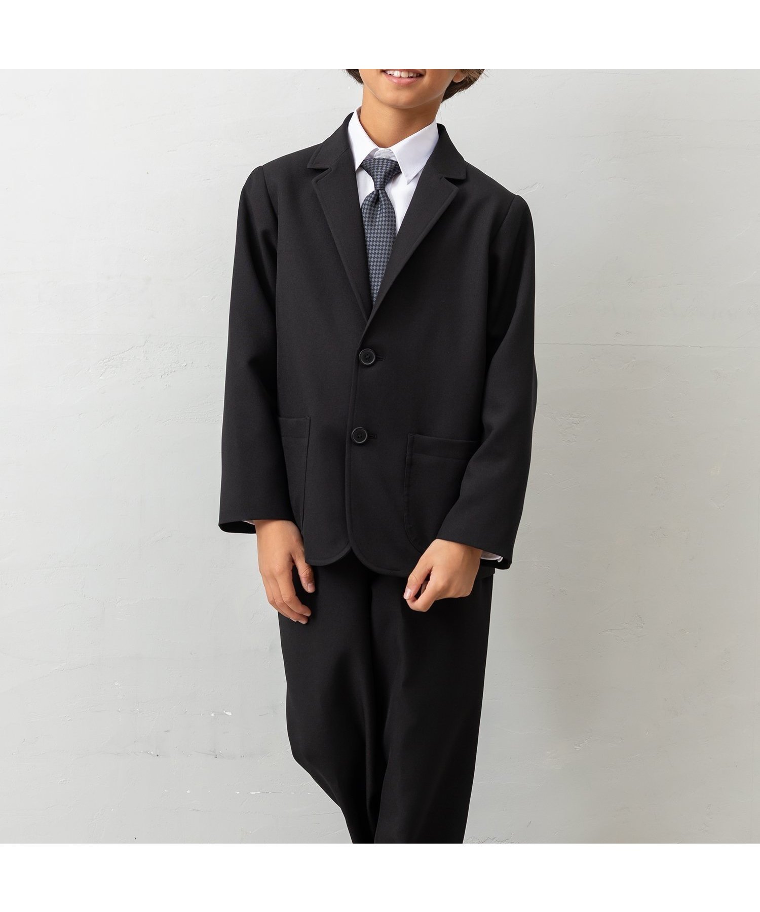 【パクシル/PAQXIL / KIDS】の【4点セットスーツ】ジャケット+パンツ+シャツ+ネクタイ インテリア・キッズ・メンズ・レディースファッション・服の通販 founy(ファニー) 　ファッション　Fashion　キッズファッション　Fashion for Kids　ボトムス　Bottoms　ジャケット　Jacket, Outerwear　スーツ　Suit, Formalwear　チェック　Check, Plaid, Tartan　バランス　Balance, Style Balance　パッチ　Patch, Appliqué　フォーマル　Formal, Dressy　ポケット　Pocket, Pocket Detail　セレモニー　Ceremony　入学式　Entrance Ceremony　卒業式　Graduation Ceremony　ブラック|ID: prp329100004860441 ipo3291000000035993514
