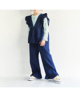 【エフオー オンラインストア/F.O.Online Store / KIDS】のバックリボンフリルベスト フリルパンツ2Pセット 10分丈 人気、トレンドファッション・服の通販 founy(ファニー) ファッション Fashion キッズファッション Fashion for Kids ボトムス Bottoms フリル Frill, Ruffle |ID:prp329100004860463