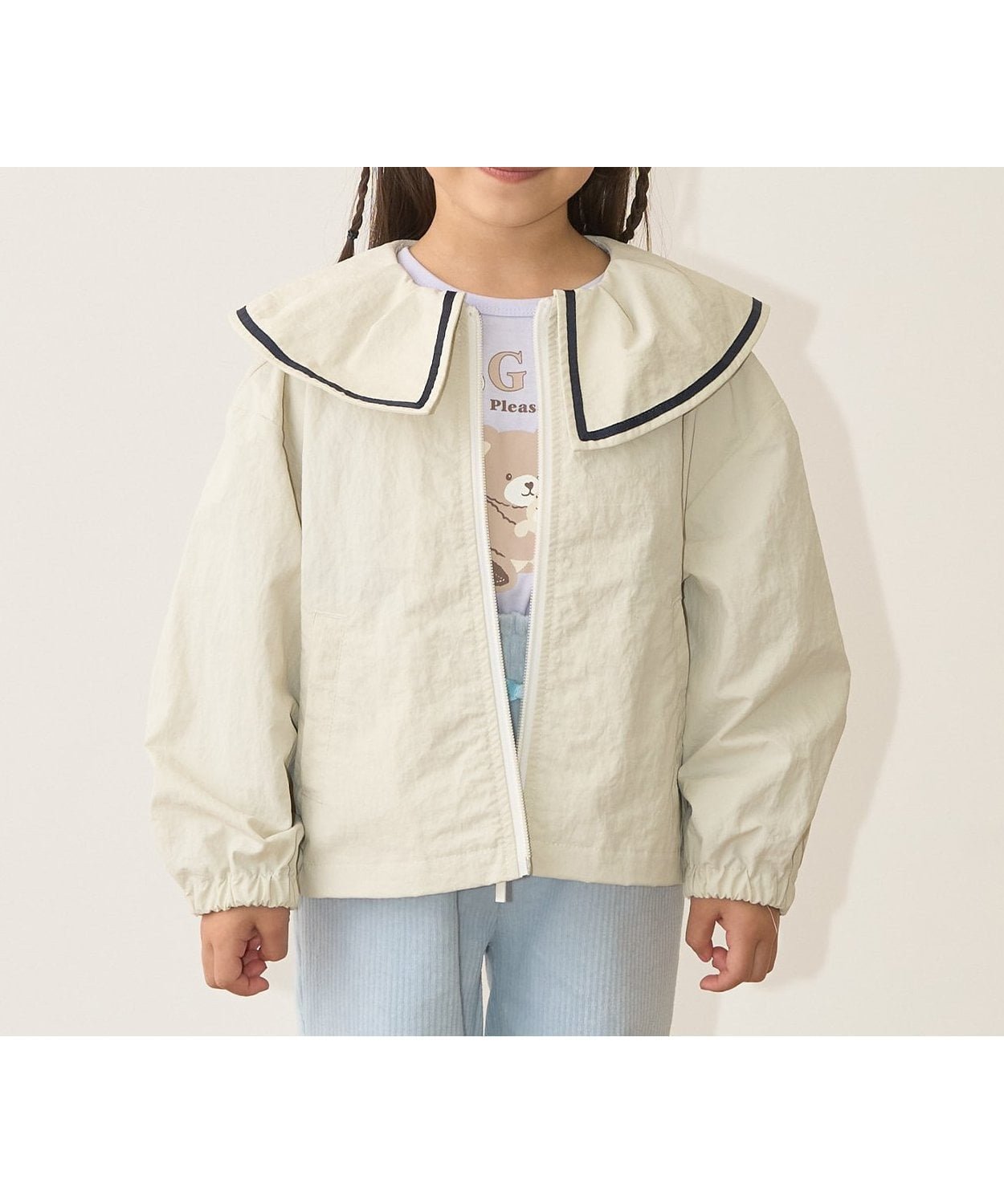 【ナルミヤ オンライン/NARUMIYA ONELINE / KIDS】のフリルカラーウィンドブレーカー インテリア・キッズ・メンズ・レディースファッション・服の通販 founy(ファニー) 　ファッション　Fashion　キッズファッション　Fashion for Kids　おすすめ　Recommended / Our Picks　ガーリー　Girly, Feminine Style　シンプル　Simple, Minimal　ジップアップ　Zip-Up, Full Zip　トレンド　Trend, Trending Now　フリル　Frill, Ruffle　フロント　Front, Front Design　ベーシック　Basic, Essential　ポケット　Pocket, Pocket Detail　旅行　Travel　春　Spring　秋　Autumn　アイボリー|ID: prp329100004860509 ipo3291000000035994909