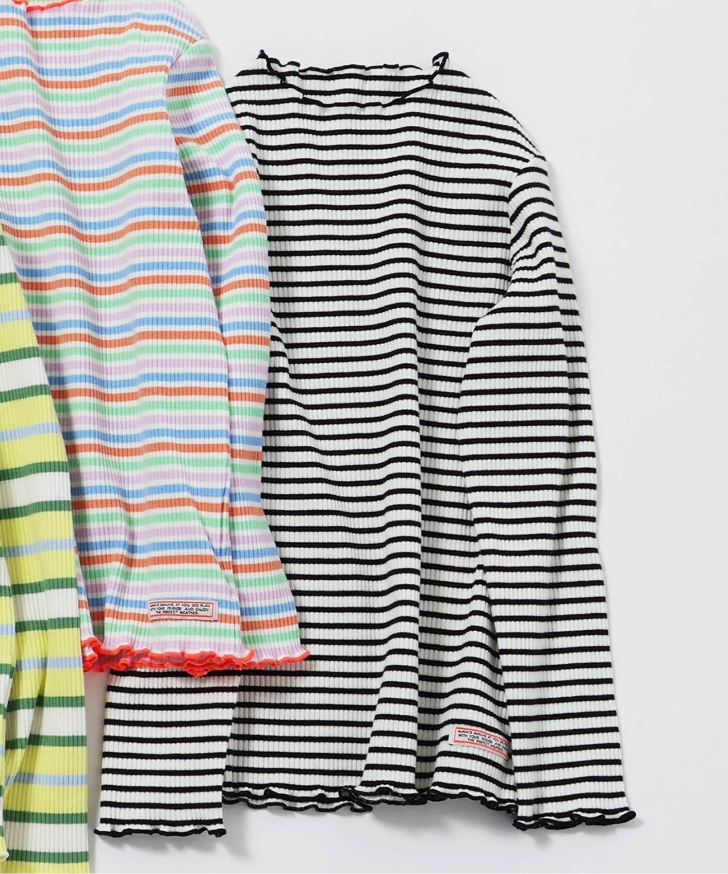 【エフオー オンラインストア/F.O.Online Store / KIDS】のボーダーリブロンT インテリア・キッズ・メンズ・レディースファッション・服の通販 founy(ファニー) 　ファッション　Fashion　キッズファッション　Fashion for Kids　人気　Popular, Best Seller　長袖　Long Sleeve, Full Sleeve　オフホワイト|ID: prp329100004860521 ipo3291000000035995108