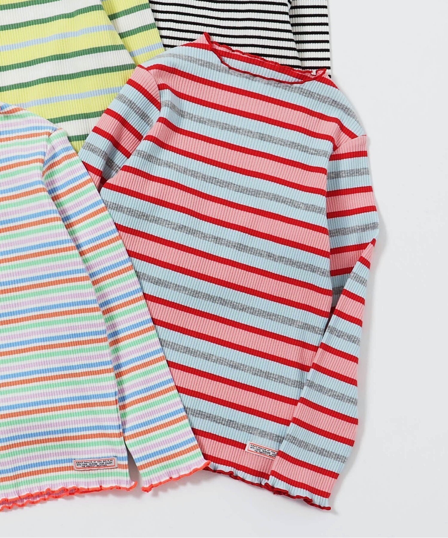 【エフオー オンラインストア/F.O.Online Store / KIDS】のボーダーリブロンT インテリア・キッズ・メンズ・レディースファッション・服の通販 founy(ファニー) 　ファッション　Fashion　キッズファッション　Fashion for Kids　人気　Popular, Best Seller　長袖　Long Sleeve, Full Sleeve　ピンク|ID: prp329100004860521 ipo3291000000035995111