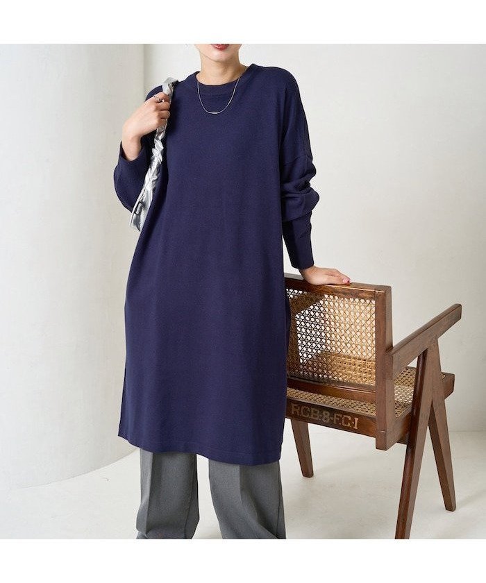 【フリークスストア/FREAK'S STORE】のニット ミニ ワンピース【限定展開】 25AW インテリア・キッズ・メンズ・レディースファッション・服の通販 founy(ファニー) 　ファッション　Fashion　レディースファッション　Fashion for Women　ワンピース　Dresses　2025年　2025　2025-2026秋冬・A/W　Autumn/Winter 2025–26 AW25–26　冬　Winter / This Winter　ショルダー　Shoulder, Shoulder Strap　シンプル　Simple, Minimal　スリーブ　Sleeve, Long Sleeve / Short Sleeve　チュニック　Tunic, Long Top　トレンド　Trend, Trending Now　ドロップ　Drop Shoulder, Dropped Style　ビッグ　Big, Oversized　ボトム　Bottoms, Lower Wear　レギンス　Leggings, Stretch Pants　人気　Popular, Best Seller　定番　Standard, Basic Item　A/W・秋冬　Autumn/Winter　ネイビー|ID: prp329100004860596 ipo3291000000036213324