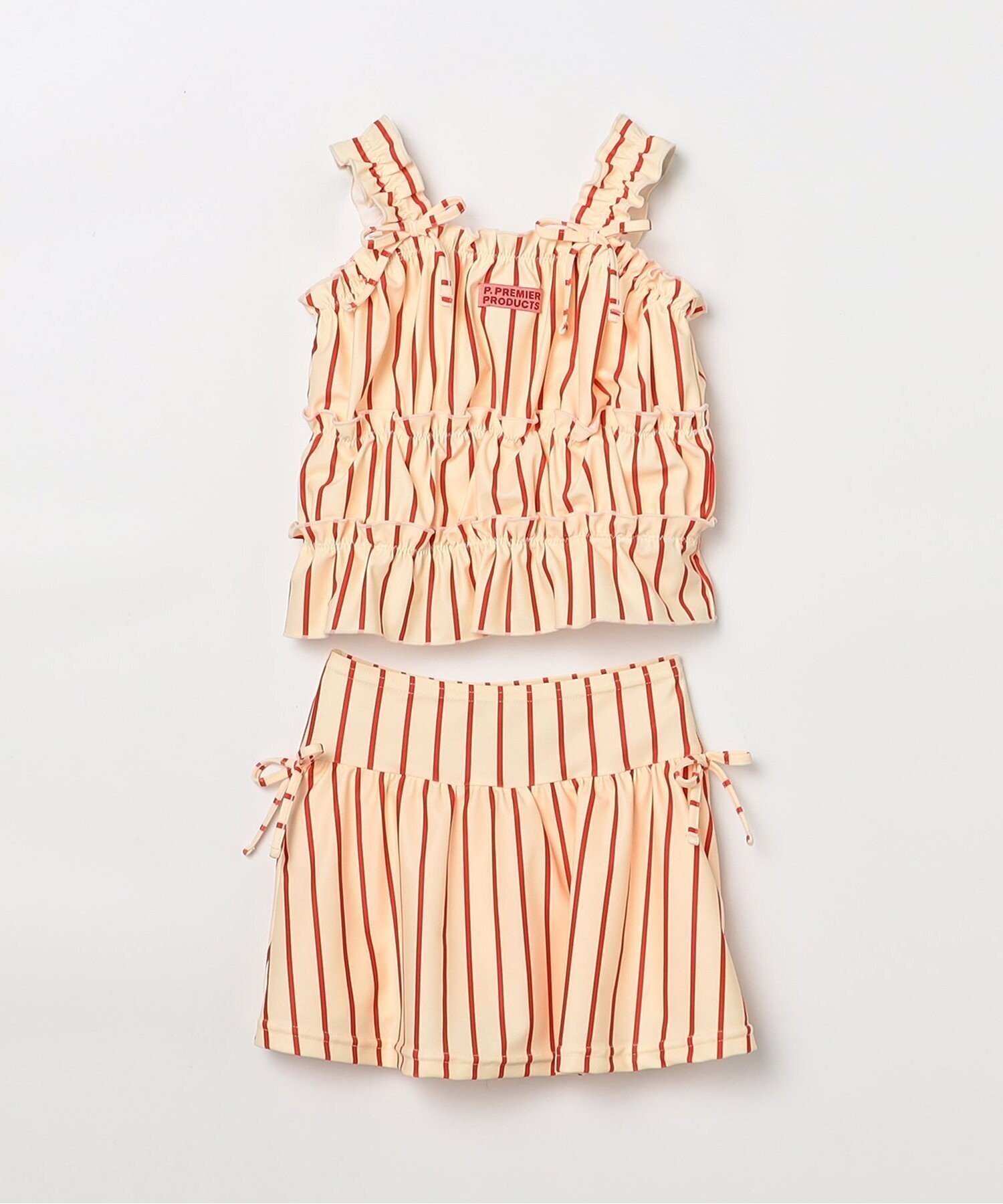 【エフオー オンラインストア/F.O.Online Store / KIDS】のシャーリングトップスとスカートボトムのセパレート水着 リンク インテリア・キッズ・メンズ・レディースファッション・服の通販 founy(ファニー) 　ファッション　Fashion　キッズファッション　Fashion for Kids　おすすめ　Recommended / Our Picks　シャーリング　Shirring, Ruched　セパレート　Separate, Two-Piece　バランス　Balance, Style Balance　ボトム　Bottoms, Lower Wear　夏　Summer　水着　Swimsuit, Swimwear　アイボリー|ID: prp329100004861173 ipo3291000000036009458