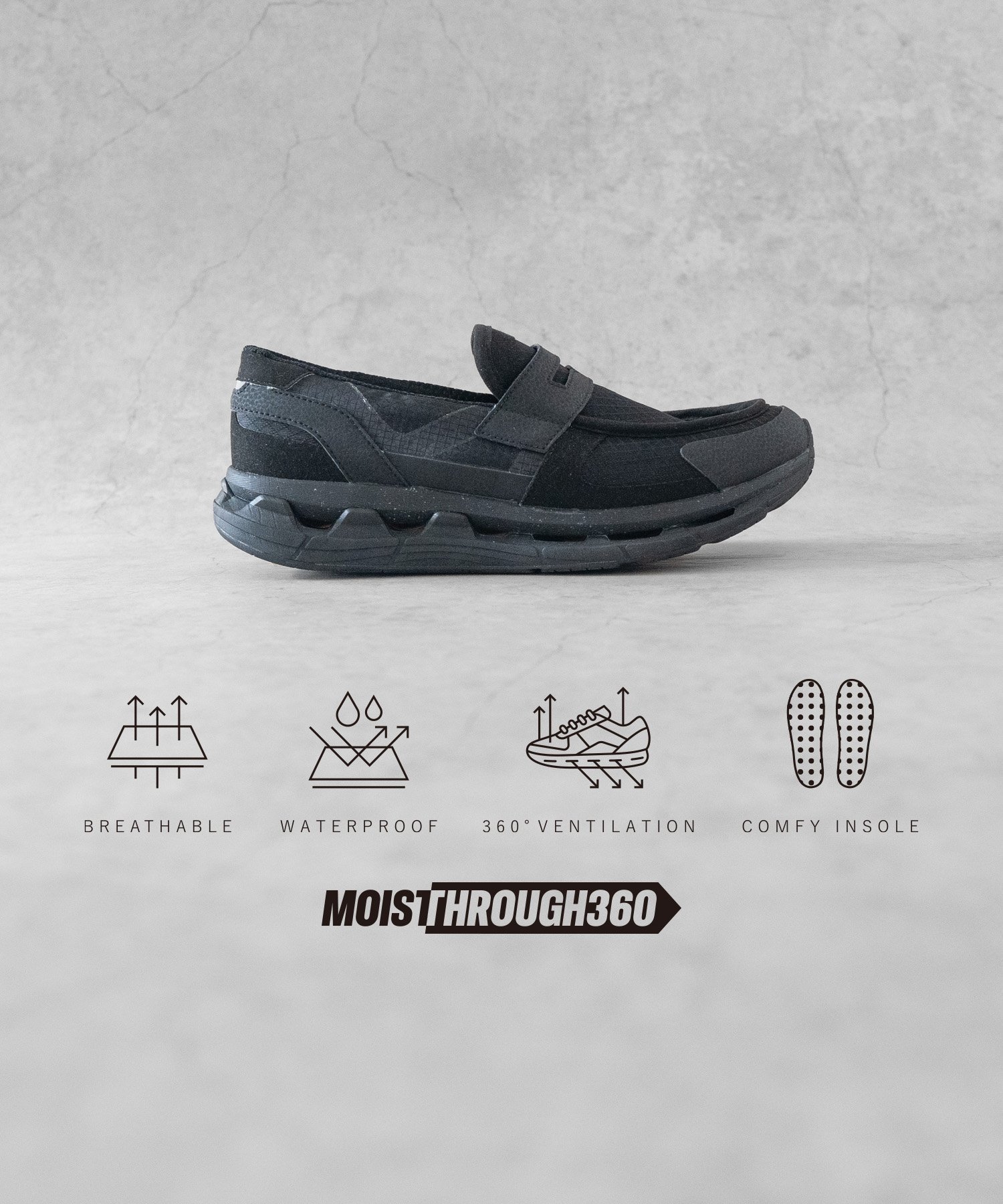 【コンポジット/composite / MEN】のMOISTHROUGH360 特許取得・通気防水システム採用 モイスルー360 全天候型スニーカー インテリア・キッズ・メンズ・レディースファッション・服の通販 founy(ファニー) 　ファッション　Fashion　メンズファッション　Fashion for Men　シューズ・靴　Shoes　スニーカー / カジュアルにもスポーティにも　Sneakers & Trainers　シューズ　Shoes, Footwear　スニーカー　Sneakers, Trainers　パフォーマンス　Performance, Active Function　メッシュ　Mesh, Net Fabric　BLACK|ID: prp329100004861569 ipo3291000000036036397