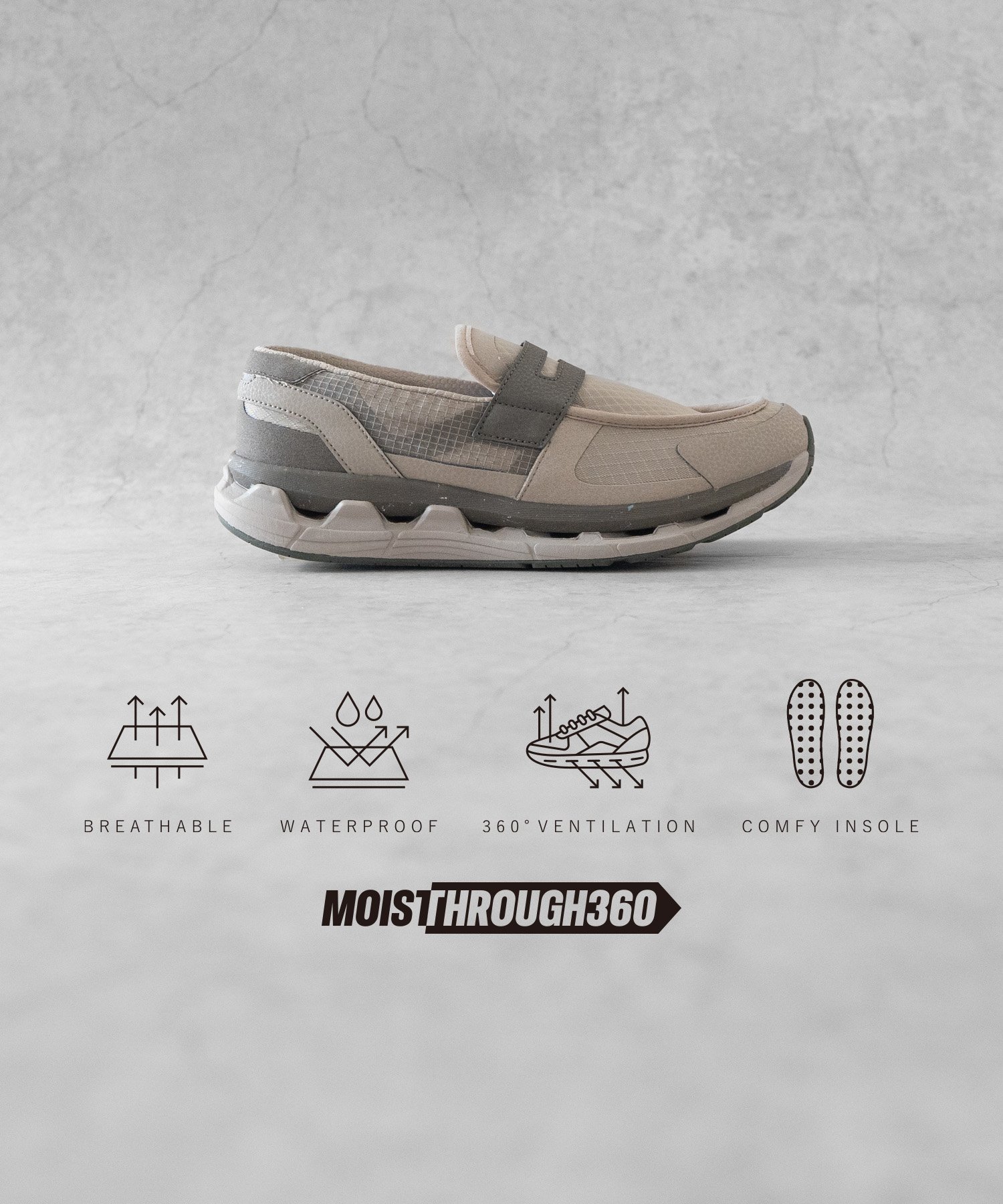 【コンポジット/composite / MEN】のMOISTHROUGH360 特許取得・通気防水システム採用 モイスルー360 全天候型スニーカー インテリア・キッズ・メンズ・レディースファッション・服の通販 founy(ファニー) 　ファッション　Fashion　メンズファッション　Fashion for Men　シューズ・靴　Shoes　スニーカー / カジュアルにもスポーティにも　Sneakers & Trainers　シューズ　Shoes, Footwear　スニーカー　Sneakers, Trainers　パフォーマンス　Performance, Active Function　メッシュ　Mesh, Net Fabric　BEIGE|ID: prp329100004861569 ipo3291000000036036401