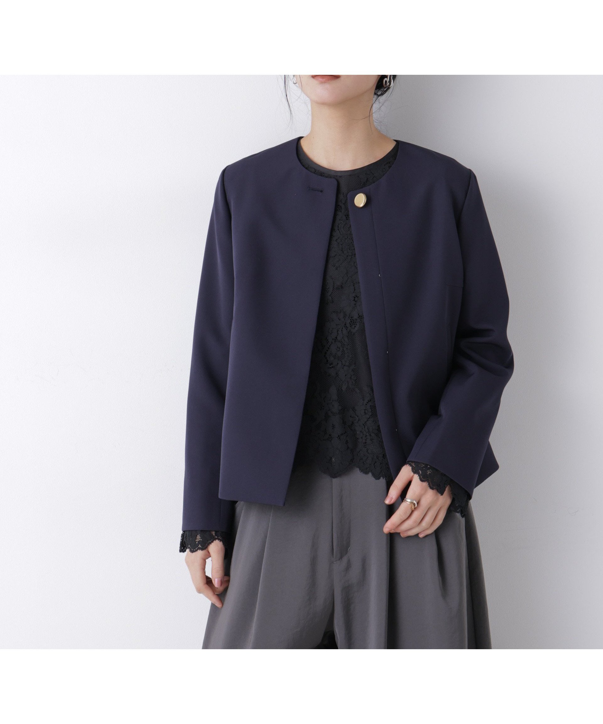 【ナノ ユニバース/nano universe】のデイリーファンクション ノーカラージャケット(セットアップ可) インテリア・キッズ・メンズ・レディースファッション・服の通販 founy(ファニー) 　ファッション　Fashion　レディースファッション　Fashion for Women　アウター　Coat / Outerwear Collection　レディースジャケット・軽アウター　Jackets　ノーカラージャケット / シンプル上品コーデ　Collarless Jackets　吸水　Absorbent, Quick-Dry　ジャケット　Jacket, Outerwear　ストレッチ　Stretch, Stretchy Fabric　セットアップ　Set-Up, Coordinated Outfit　フォーマル　Formal, Dressy　フレア　Flare, Flared　フロント　Front, Front Design　ペプラム　Peplum, Flared Hem　ポケット　Pocket, Pocket Detail　おすすめ　Recommended / Our Picks　エレガント 上品　Elegant　セレモニー　Ceremony　2026年　2026　D.ネイビー1|ID: prp329100004861586 ipo3291000000036037707