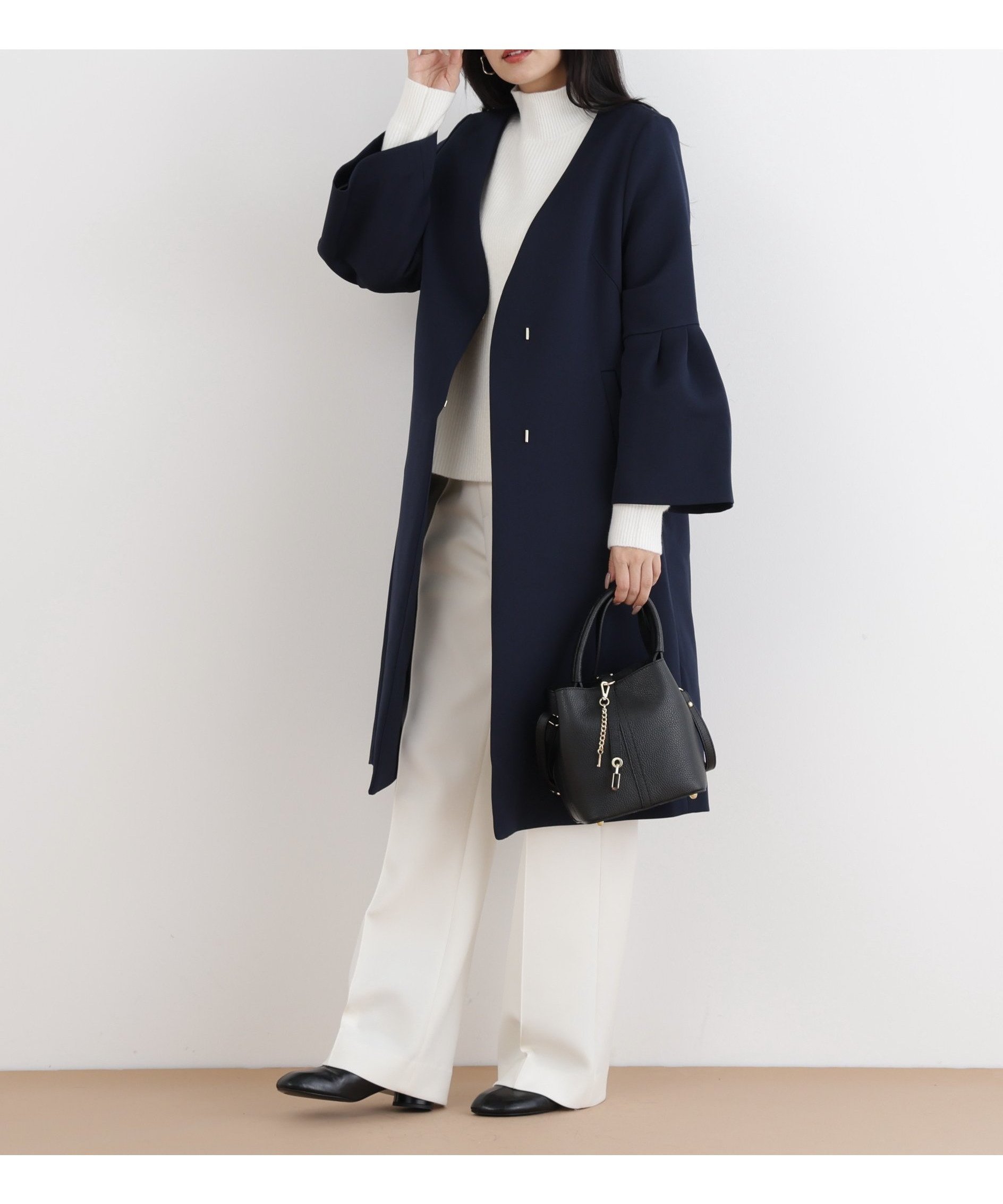 【ピンキーアンドダイアン/Pinky&Dianne】の三重織ツイルベルスリーブコート インテリア・キッズ・メンズ・レディースファッション・服の通販 founy(ファニー) ファッション Fashion レディースファッション Fashion for Women アウター Coat / Outerwear Collection コート・ロングコート・ピーコート Long Coats, Peacoats & More スタンダード Standard, Basic ストレッチ Stretch, Stretchy Fabric ツイル Twist, Twisted Detail フロント Front, Front Design ボンディング Bonding, Bonded Fabric ポケット Pocket, Pocket Detail ネイビー|ID: prp329100004861595 ipo3291000000036038253