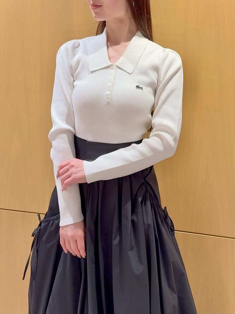 【スナイデル/SNIDEL】のLACOSTE/ポロリブニット インテリア・キッズ・メンズ・レディースファッション・服の通販 founy(ファニー) 　ファッション　Fashion　レディースファッション　Fashion for Women　トップス・カットソー　Cut & Sew Tops　ニット　Knit Tops & Sweaters　ウェーブ　Wavy Pattern　クラシカル　Classical, Vintage-Inspired　コレクション　Collection, Seasonal Line　ストレート　Straight, Straight Cut　スペシャル　Special, Limited Edition　スマート　Smart, Elegant　タイトスカート　Pencil Skirt, Tight Skirt　フィット　Fit, Slim Fit　フォルム　Silhouette, Form　フォーマル　Formal, Dressy　フランス　France, French　フレンチ　French, French Style　ボーダー　Border, Stripe　リブニット　Rib Knit, Ribbed Knit　おすすめ　Recommended / Our Picks　WHT[001]|ID: prp329100004861599 ipo3291000000036038404